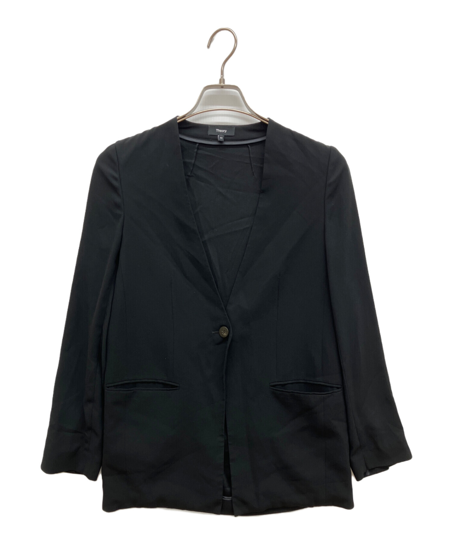 美品■セオリー■POWDER CREPE ジャケット■黒■■定価4.2万 タグ付き セオリー Theory 22SS 完売 POWDER CREPE ウォッシャブル