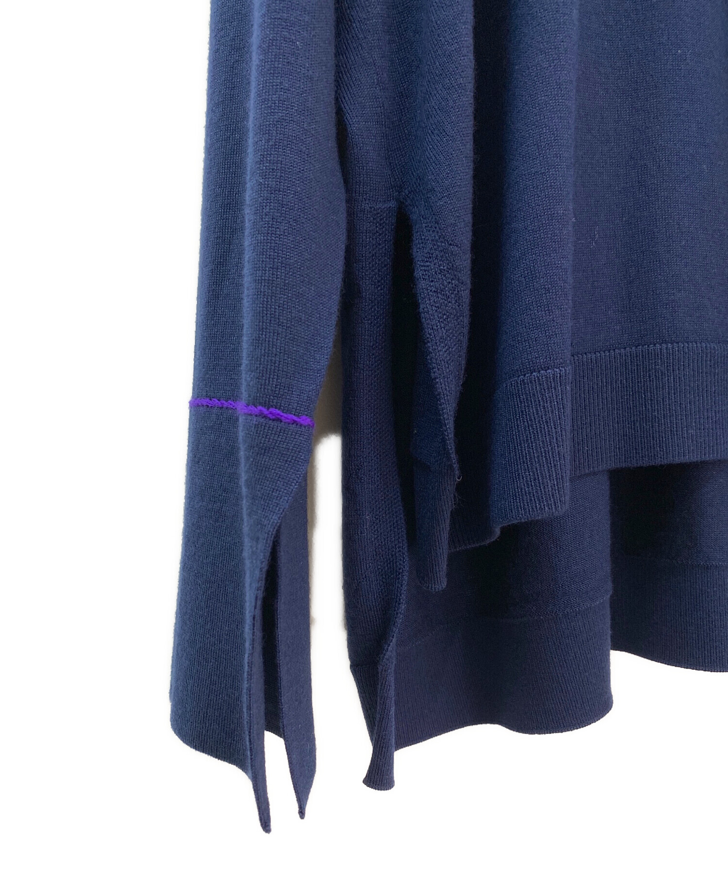 中古・古着通販】ENFOLD (エンフォルド) OPEN CUFF PULLOVER ネイビー