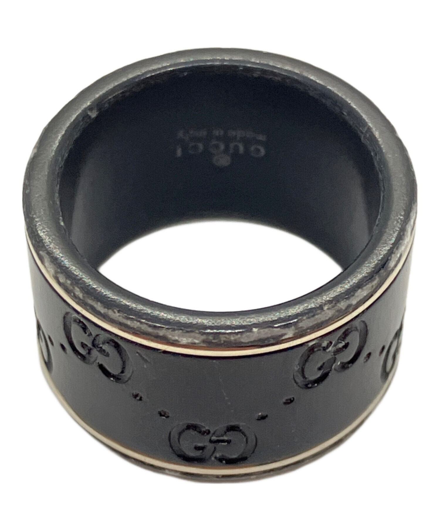 中古・古着通販】GUCCI (グッチ) アイコンリング ブラック サイズ:9 