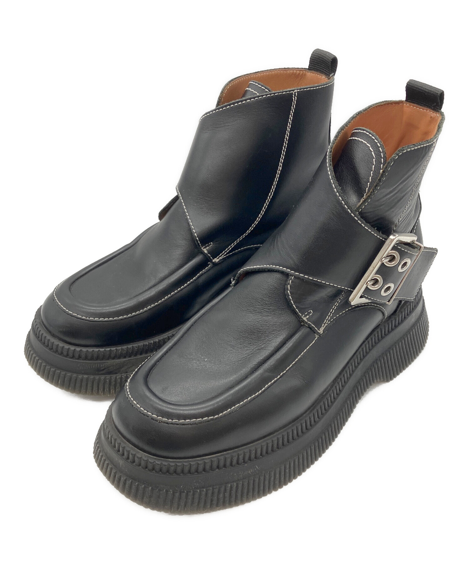 中古・古着通販】Ganni (ガニー) Creepers Monk Strap Boot ブラック