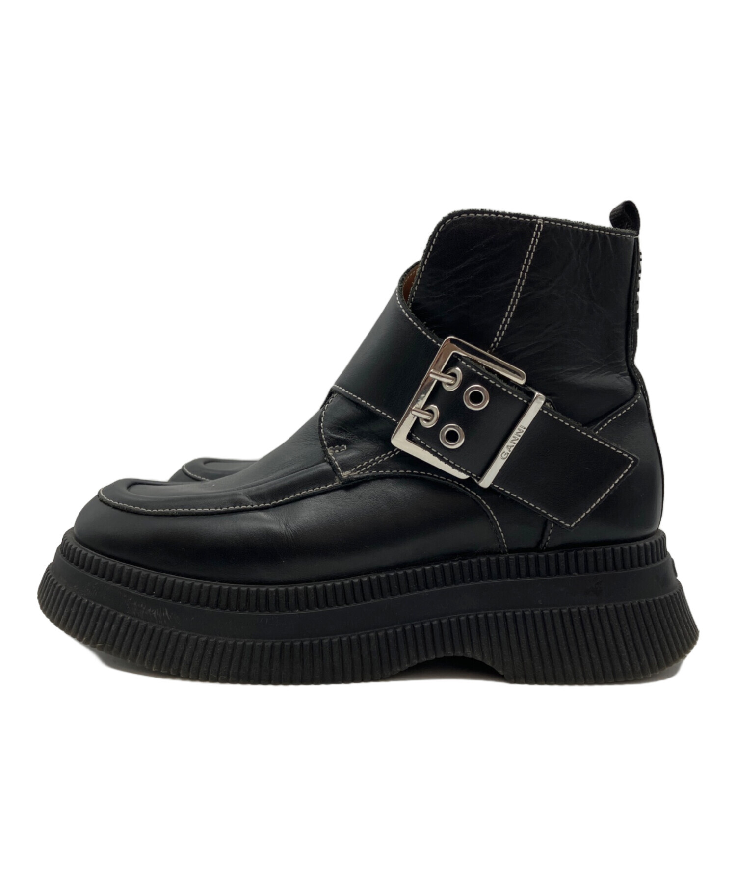 中古・古着通販】Ganni (ガニー) Creepers Monk Strap Boot ブラック 中古・古着通販】Ganni (ガニー) Creepers Monk Strap Boot ブラック