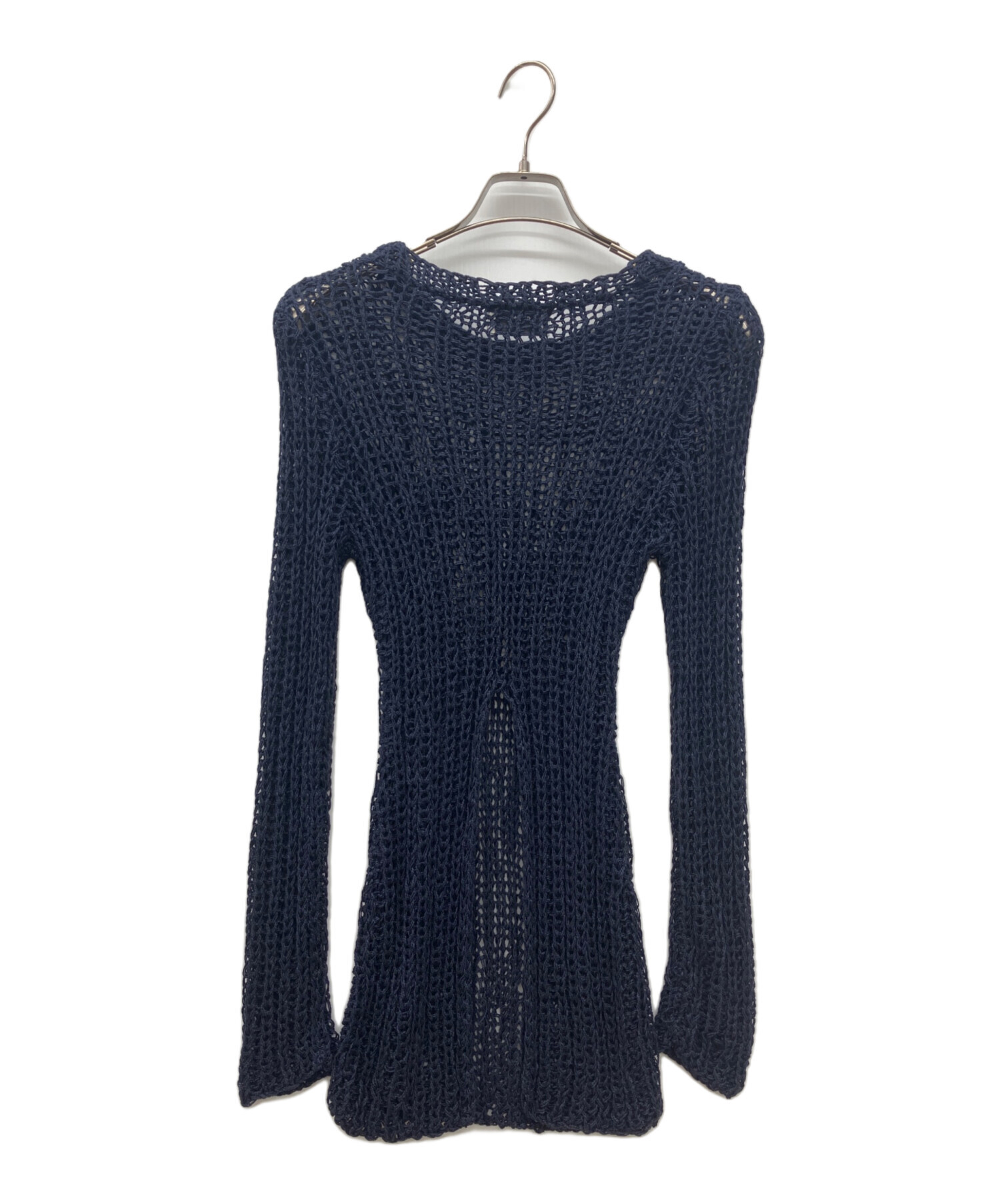 中古・古着通販】CLANE (クラネ) BACK SLIT CROCHET KNIT ネイビー