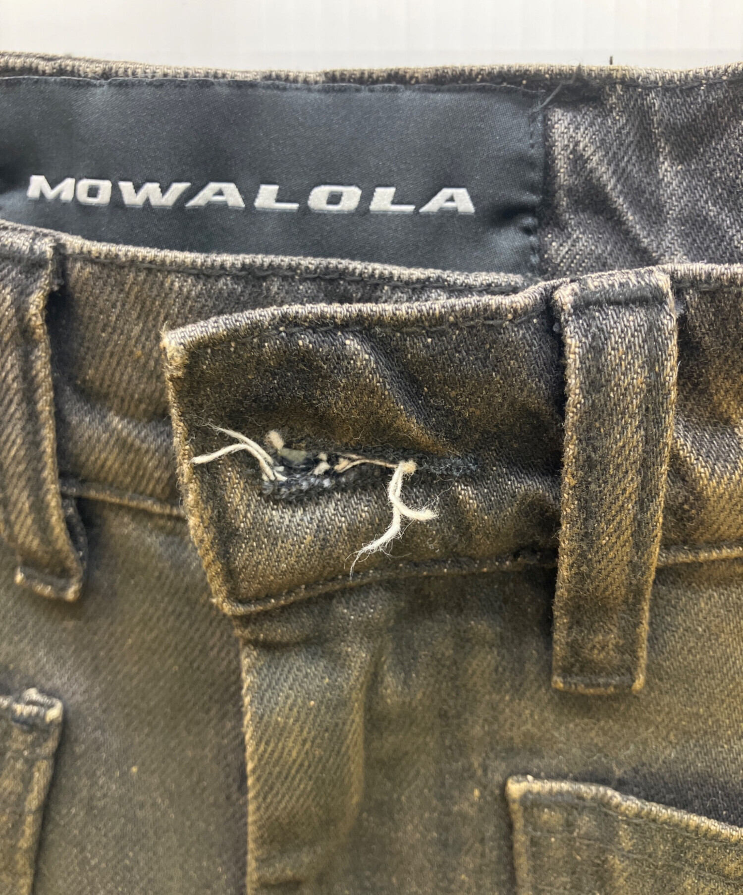MOWALOLA モワローラ ホワイト カーゴパンツ ワイド ダメージ加工