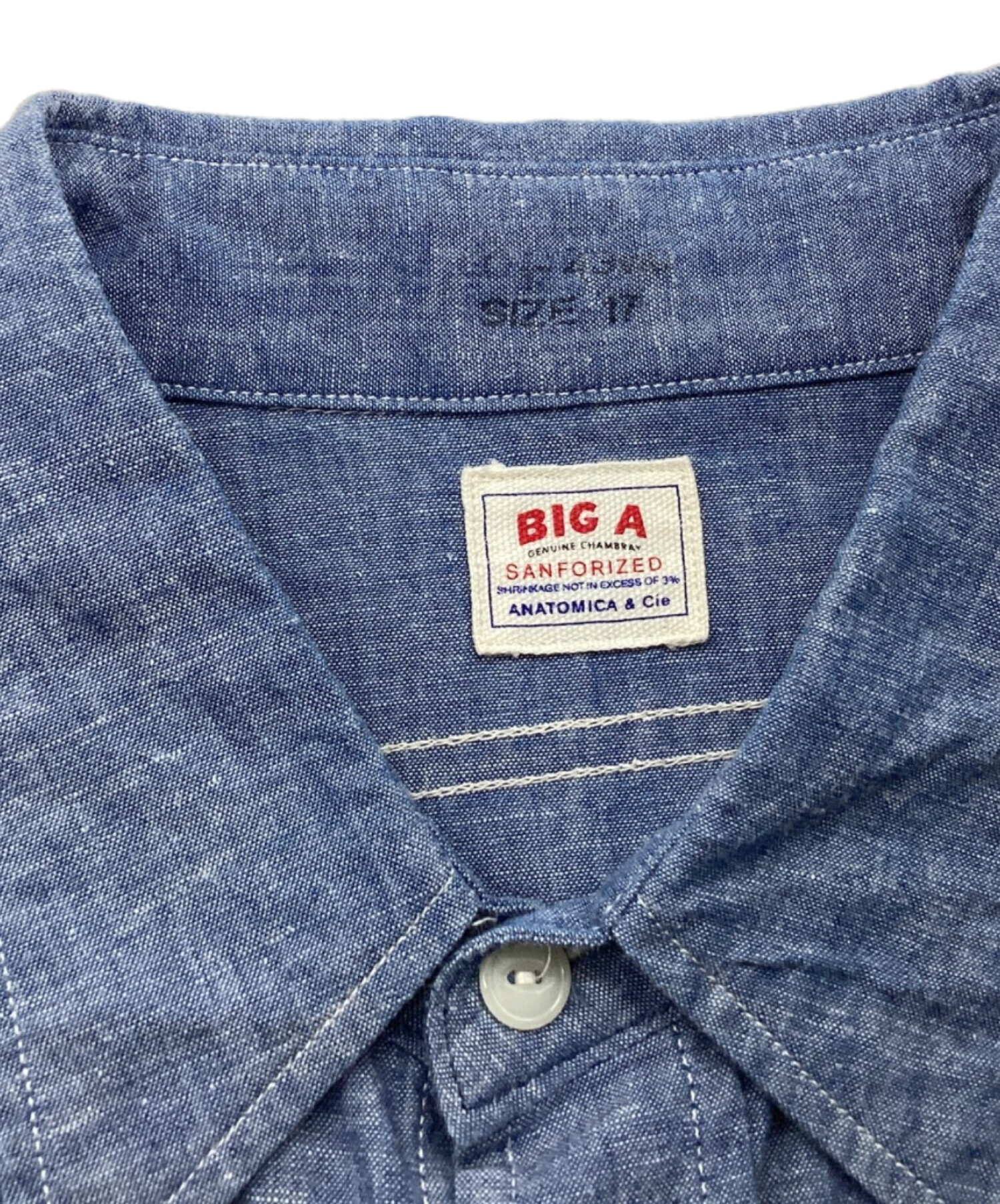 中古・古着通販】ANATOMICA (アナトミカ) BIG A SHIRT ブルー サイズ