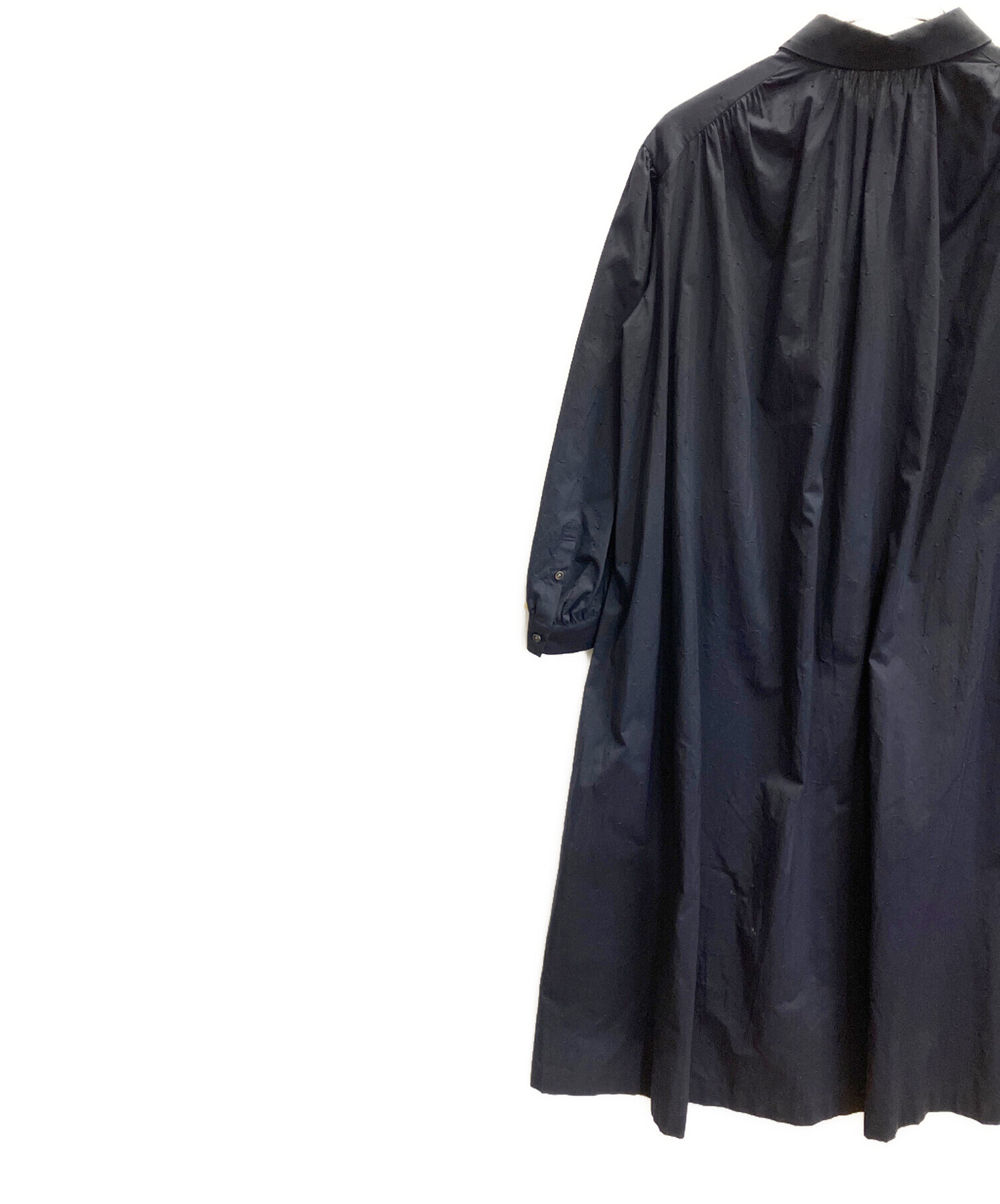 再値下げ‼️　新品未使用品ミナペルホネン　シャツワンピース　40 ネイビー ミナペルホネン mori no hoshi ギャザーシャツワンピース #ダーク