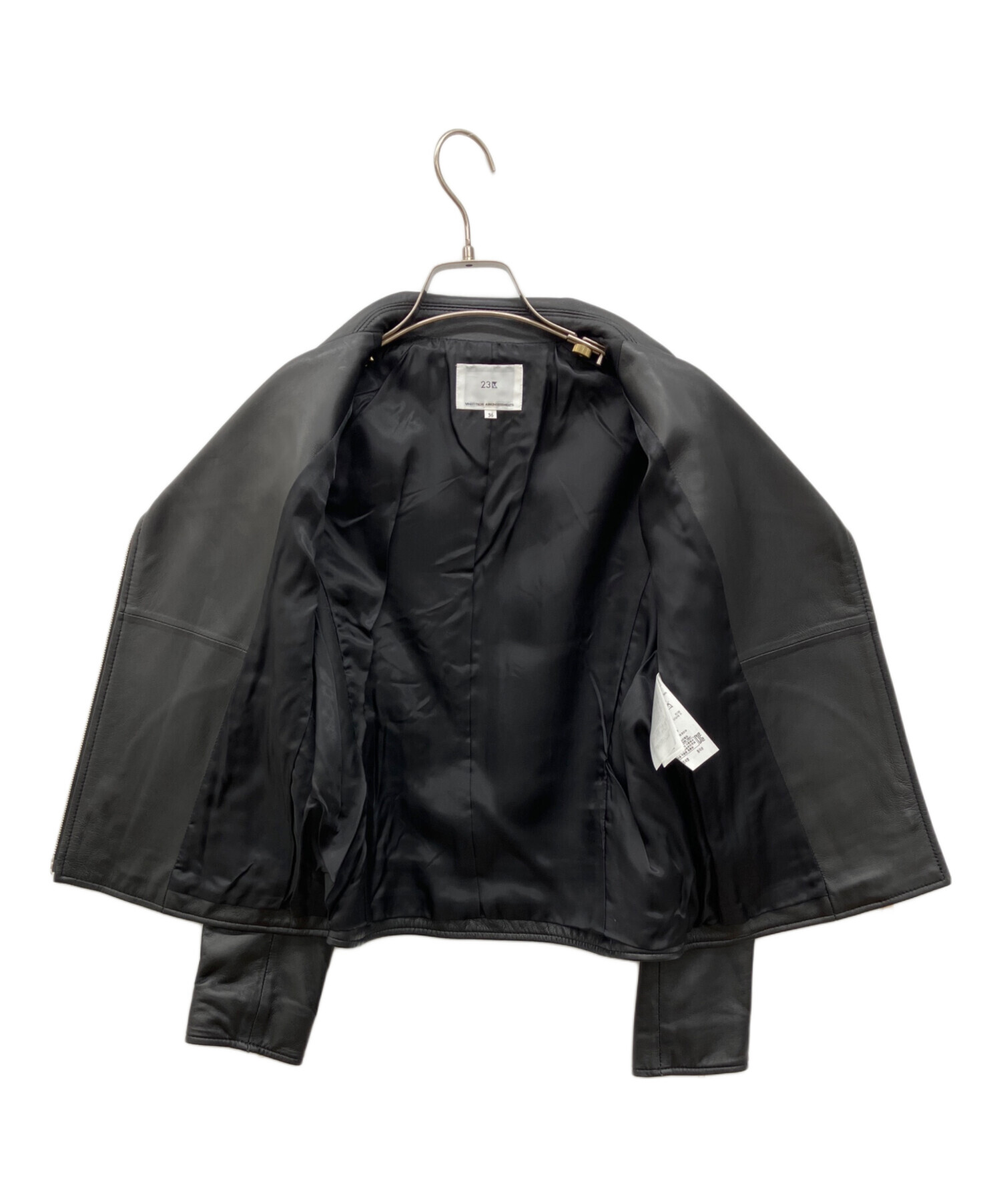 極美品 23区 シープレザー ライダースジャケット 36サイズ 定価6.4万円 中古・古着通販】23区 (ニジュウサンク) シープレザーライダース