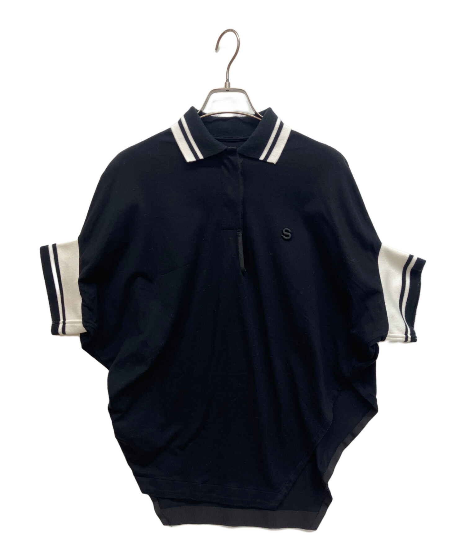中古・古着通販】sacai (サカイ) Jersey Polo Shirt ブラック×ホワイト