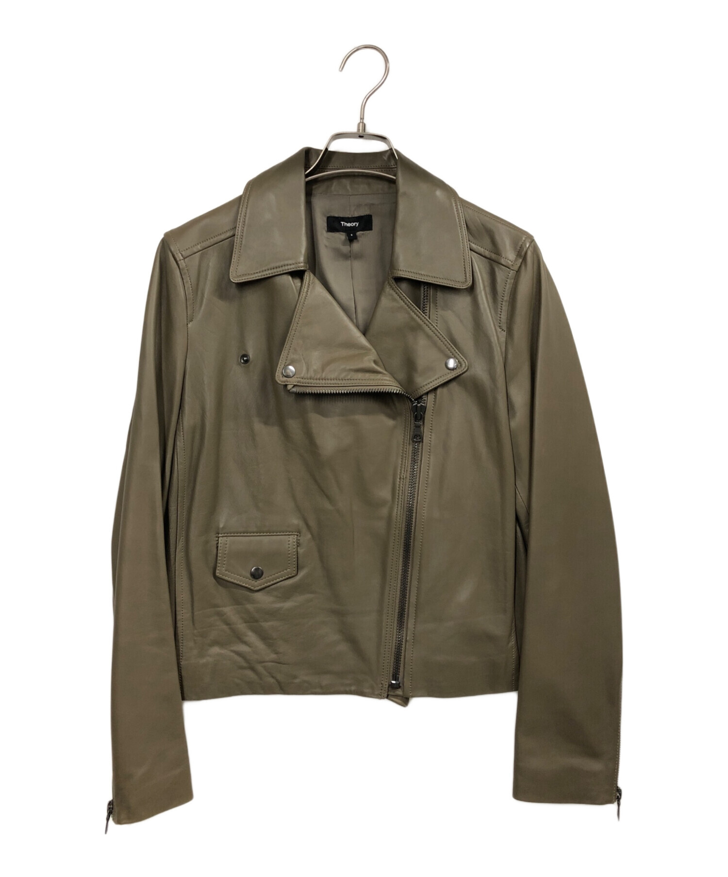 中古・古着通販】theory (セオリー) LUXE LEATHER MOTO JKT カーキ 