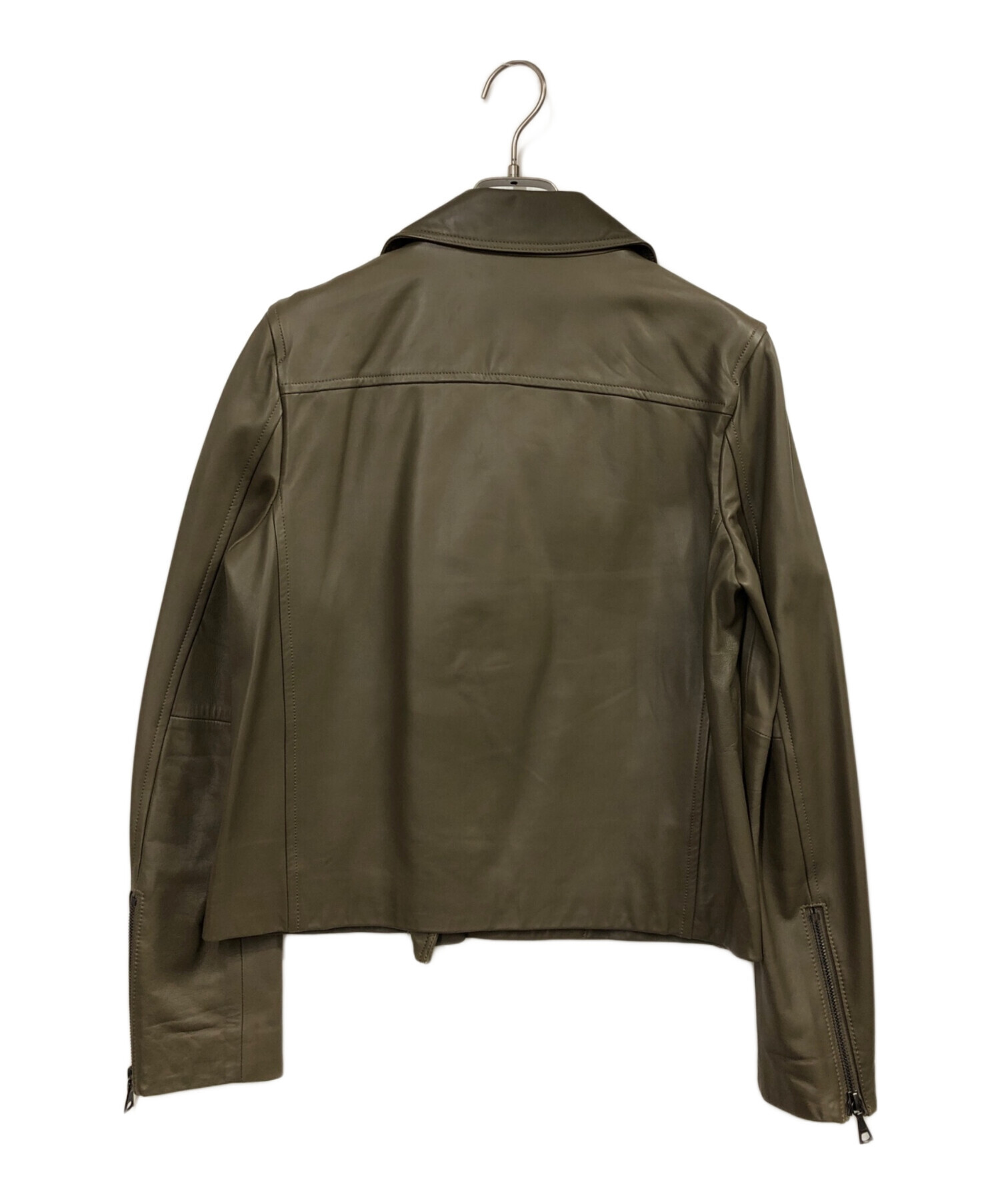 セオリーリュクス　夏物ジャケット　カーキ 中古・古着通販】theory (セオリー) LUXE LEATHER MOTO JKT カーキ