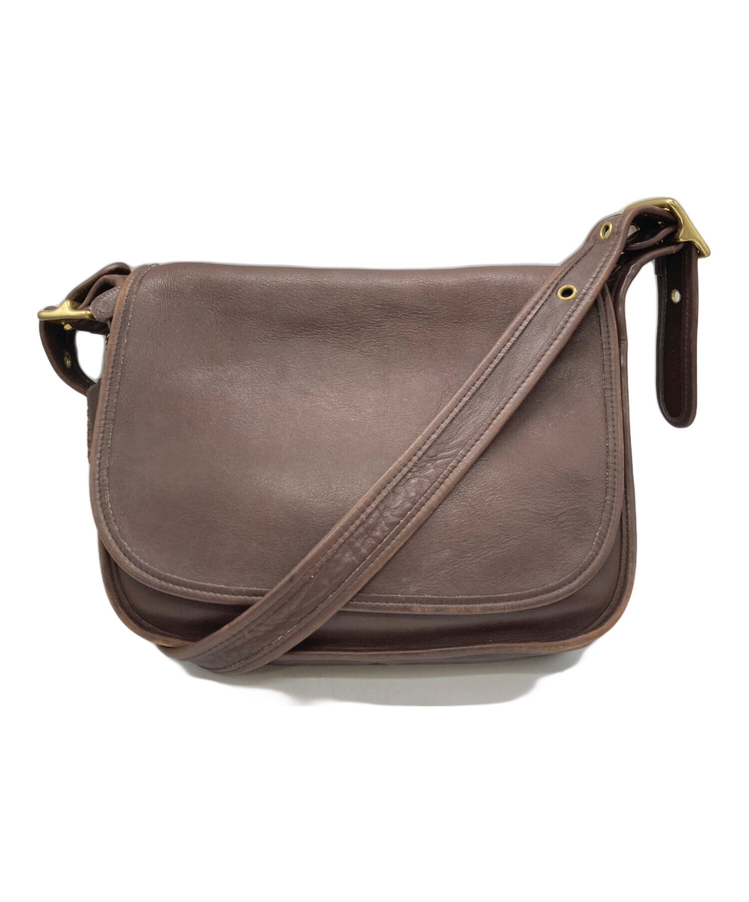 中古・古着通販】COACH (コーチ) レザーショルダーバッグ ブラウン 