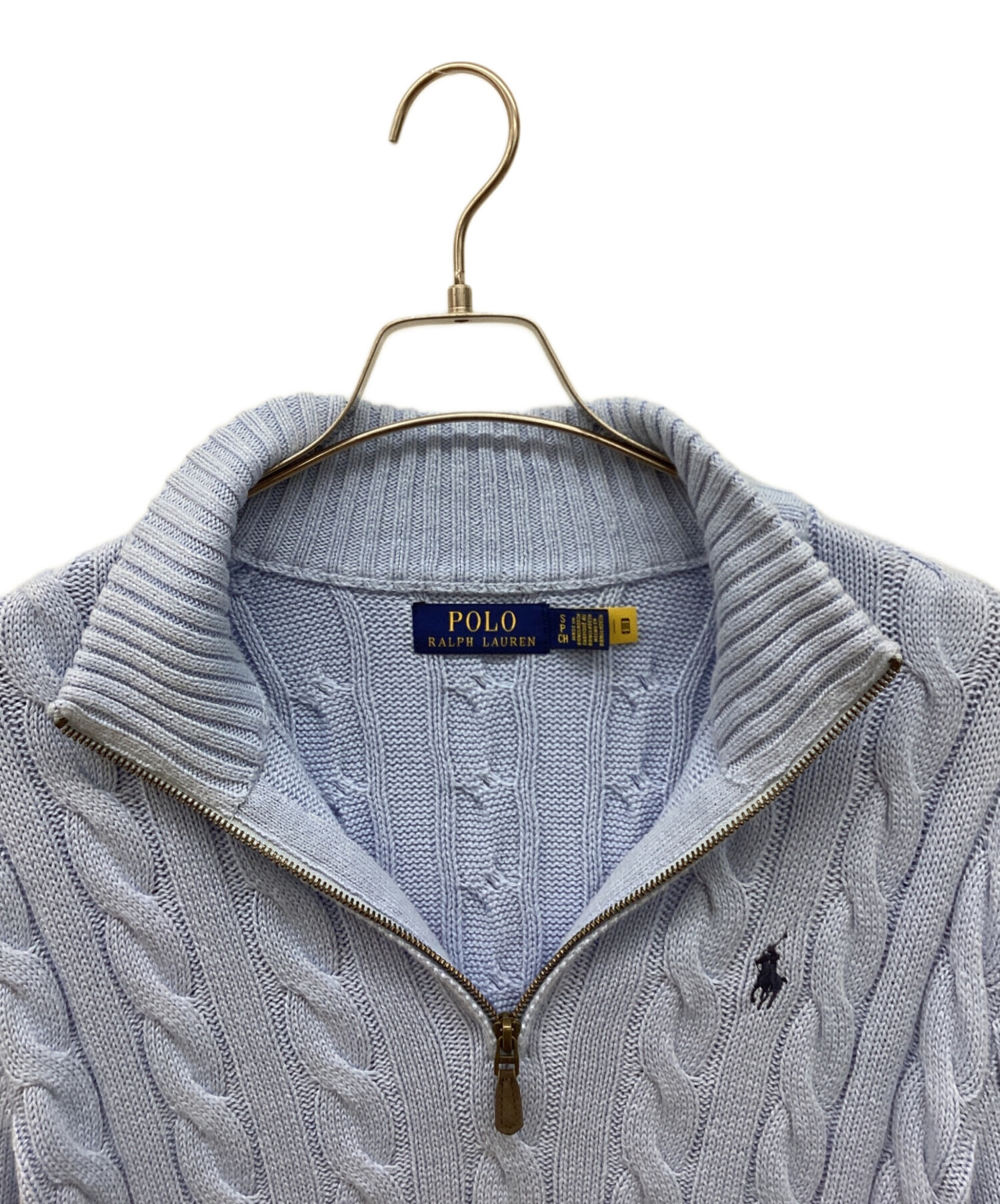 【新品・未使用】ポロラルフローレン ケーブルニット ハーフジップ ネイビーS 中古・古着通販】POLO RALPH LAUREN (ポロ・ラルフローレン
