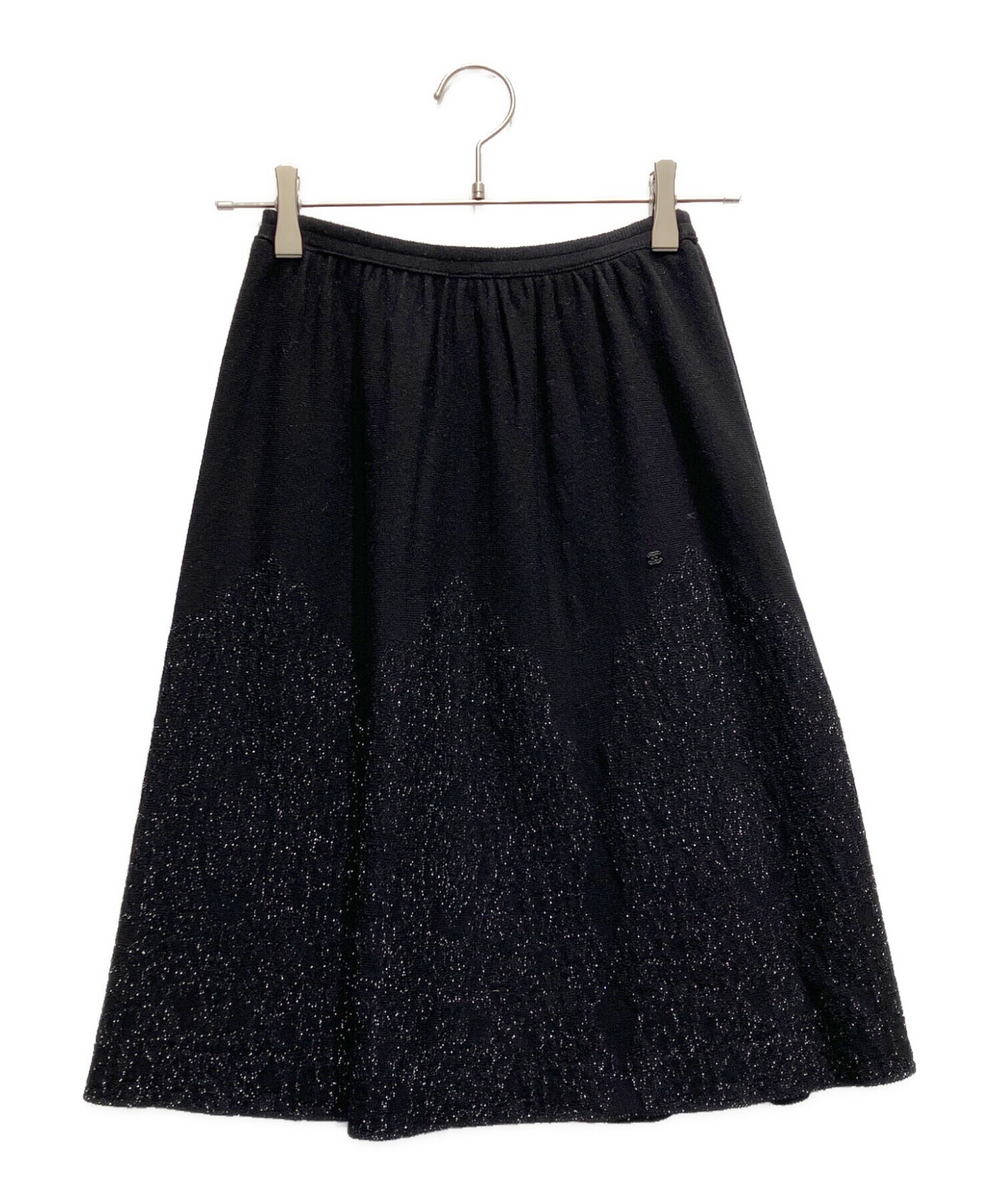 CHANELシャネル　ニットミニスカート38 中古・古着通販】CHANEL (シャネル) ラメニットスカート ブラック