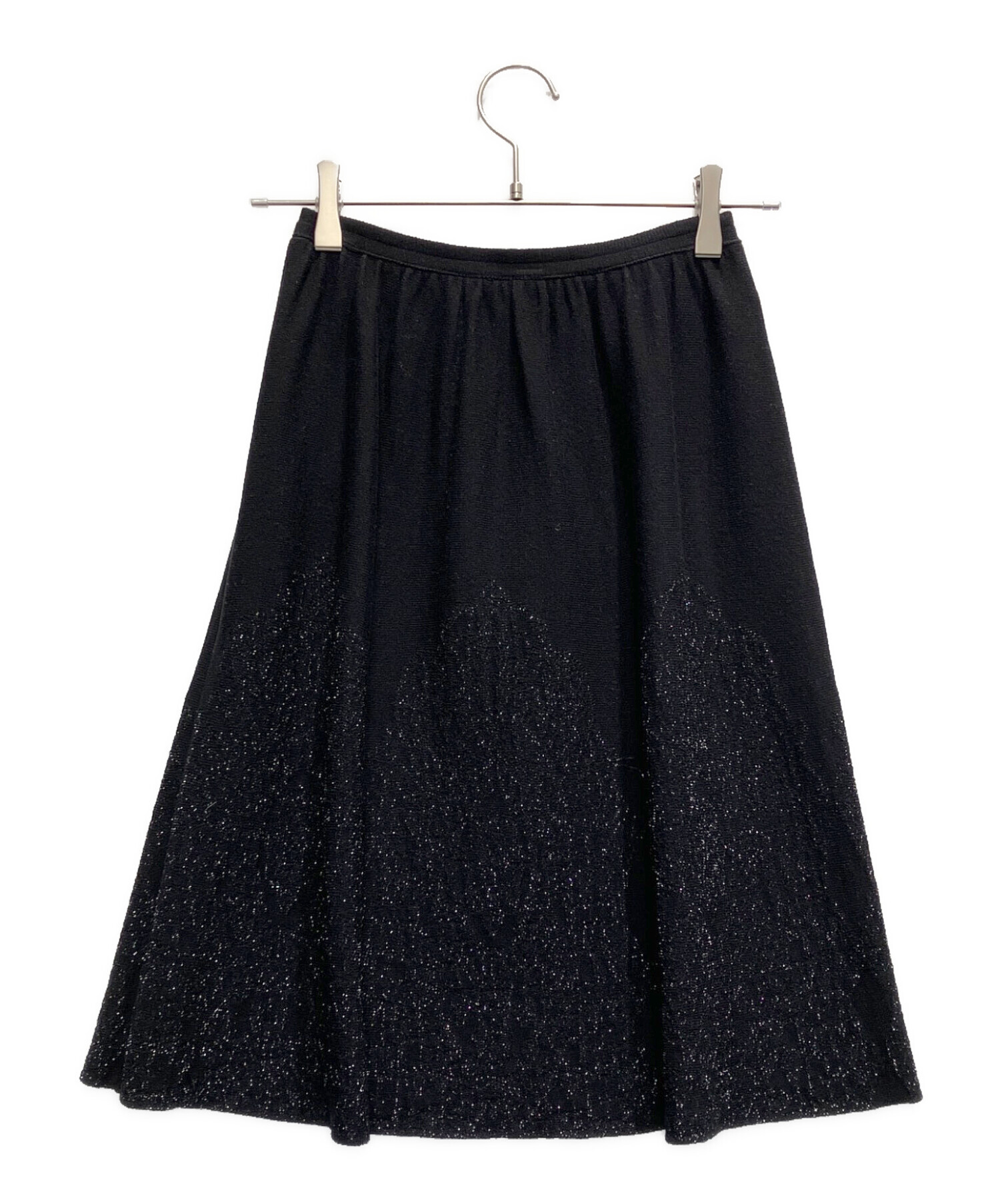 人気モデル✨CHANEL ベルト付きスカート　ブラック 中古・古着通販】CHANEL (シャネル) ラメニットスカート ブラック