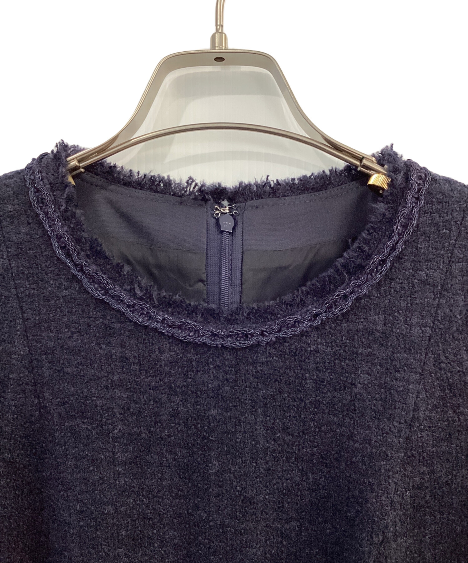 中古・古着通販】ANAYI (アナイ) ネイビーツイードフレアワンピース