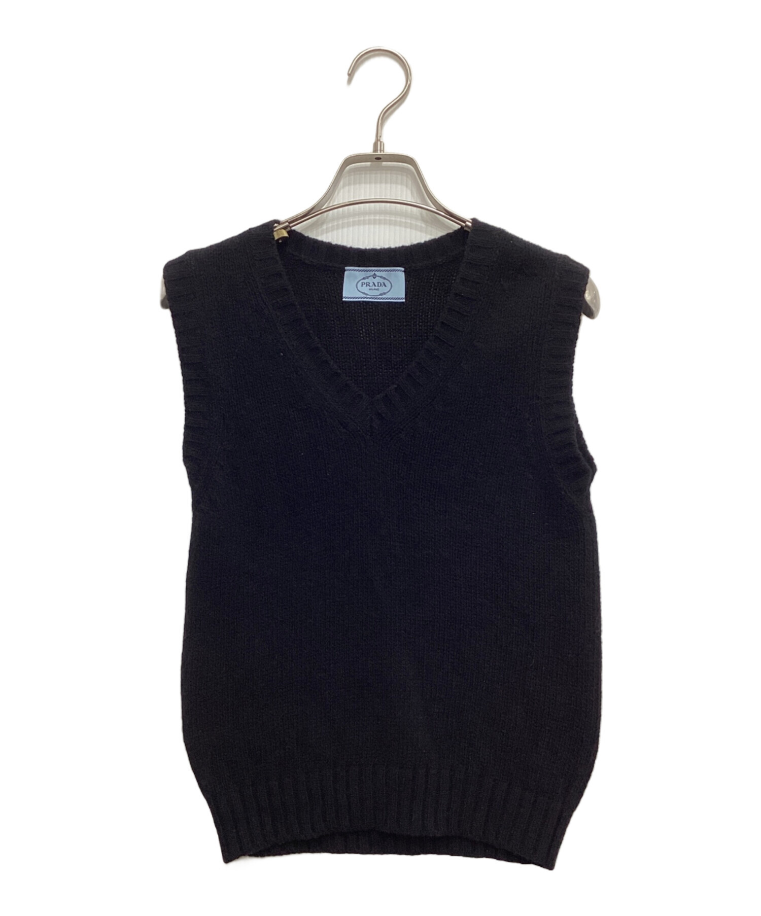 【PRADA】プラダ　ウールニットベスト 中古・古着通販】PRADA (プラダ) ウールカシミヤニットベスト ブラック
