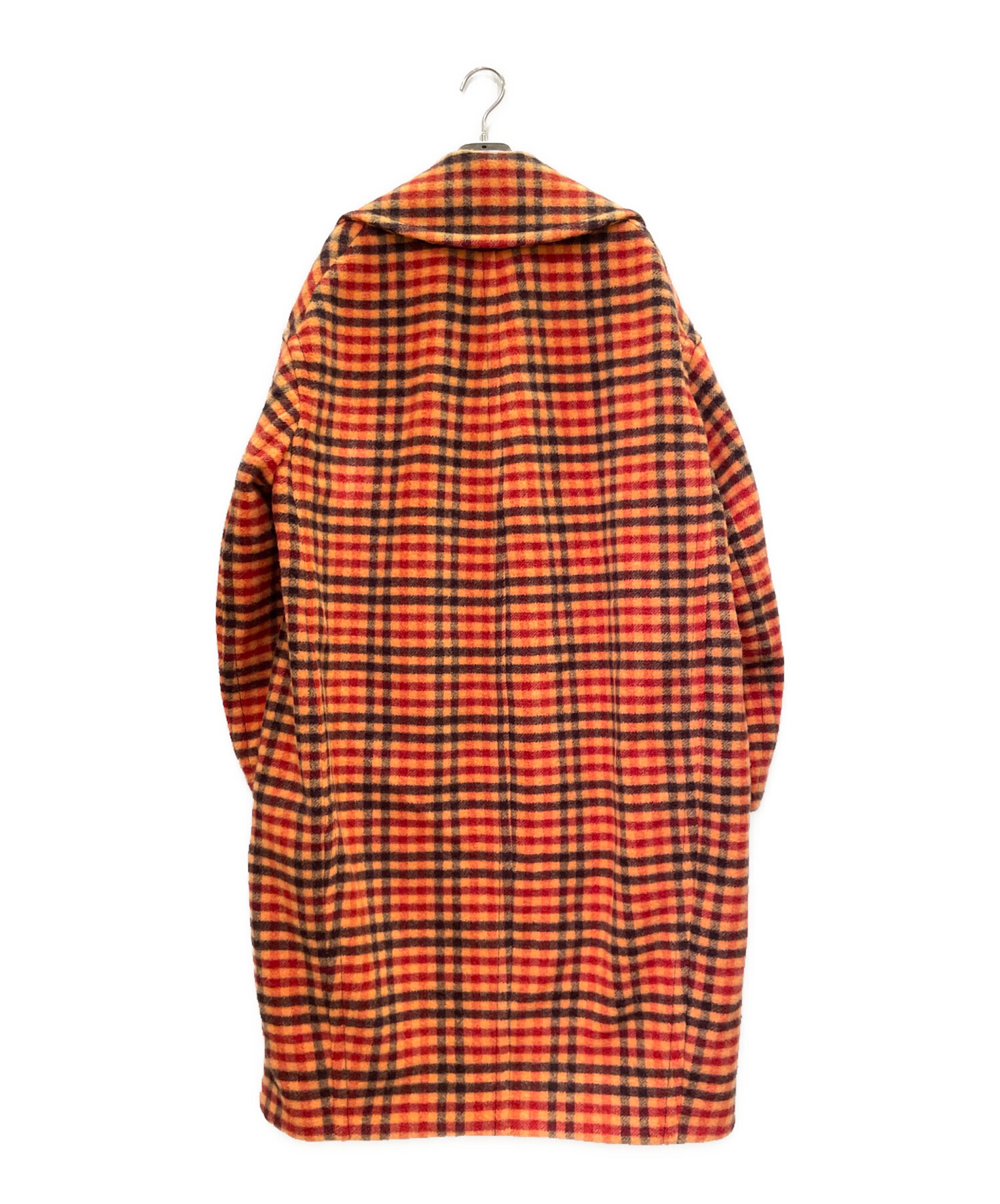 中古・古着通販】MARNI (マルニ) チェックロングコート レッド サイズ