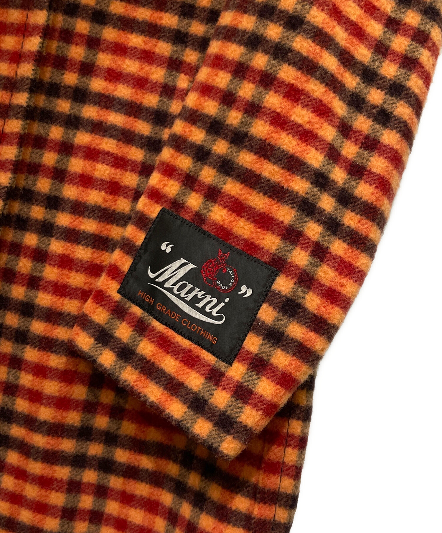 中古・古着通販】MARNI (マルニ) チェックロングコート レッド サイズ