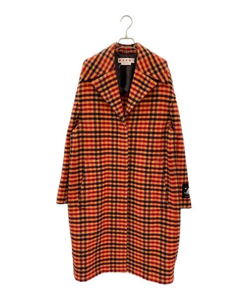 中古・古着通販】MARNI (マルニ) チェックロングコート レッド サイズ