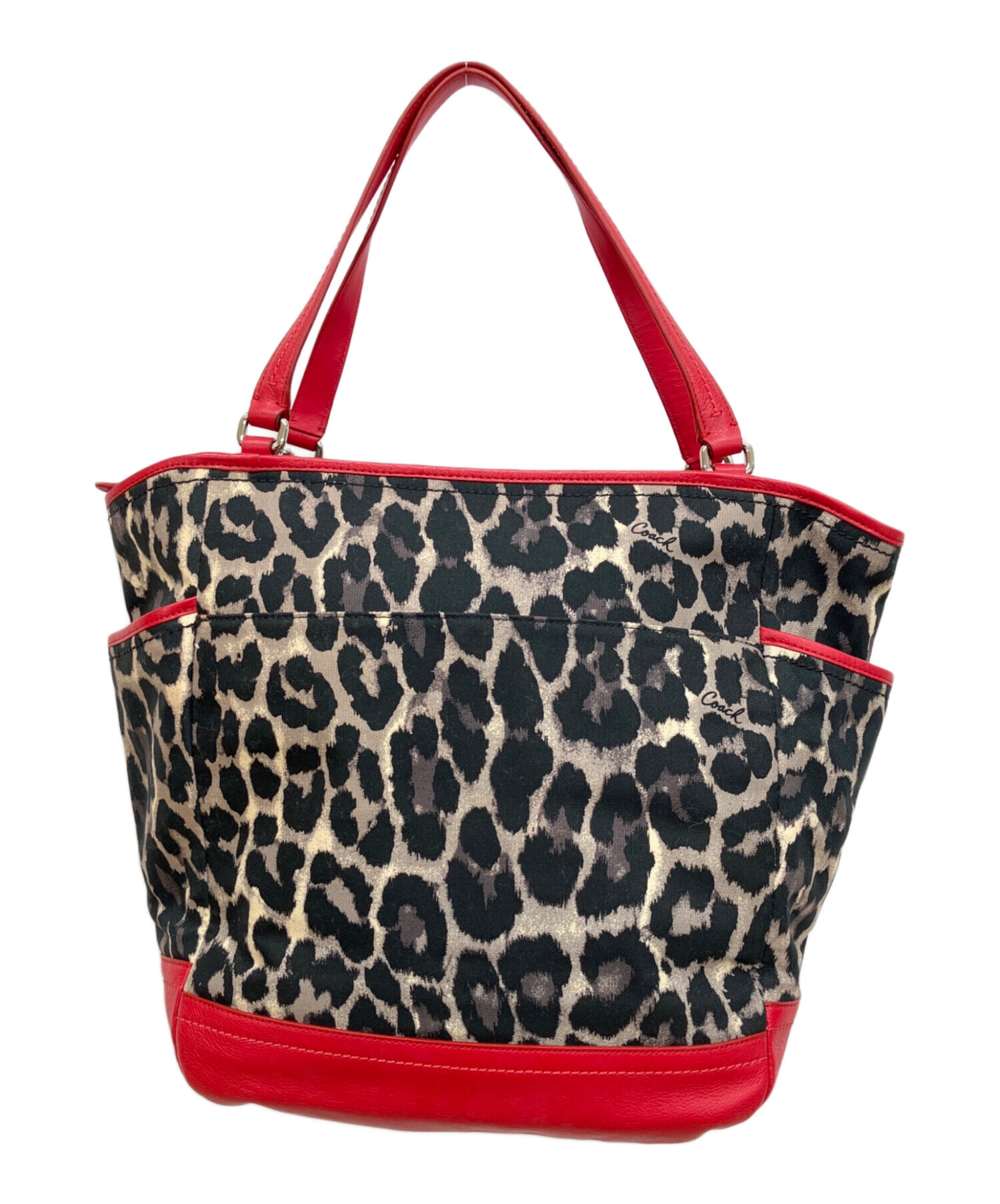 中古・古着通販】COACH (コーチ) レオパード柄×レザートートバッグ