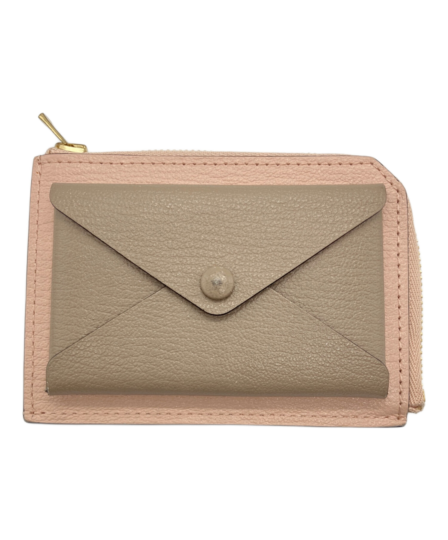 未使用/ラルコバレーノ　二つ折り財布　ミニウォレット　ピンクベージュ　グレー 中古・古着通販】Larcobaleno (ラルコバレーノ) スマートミニ