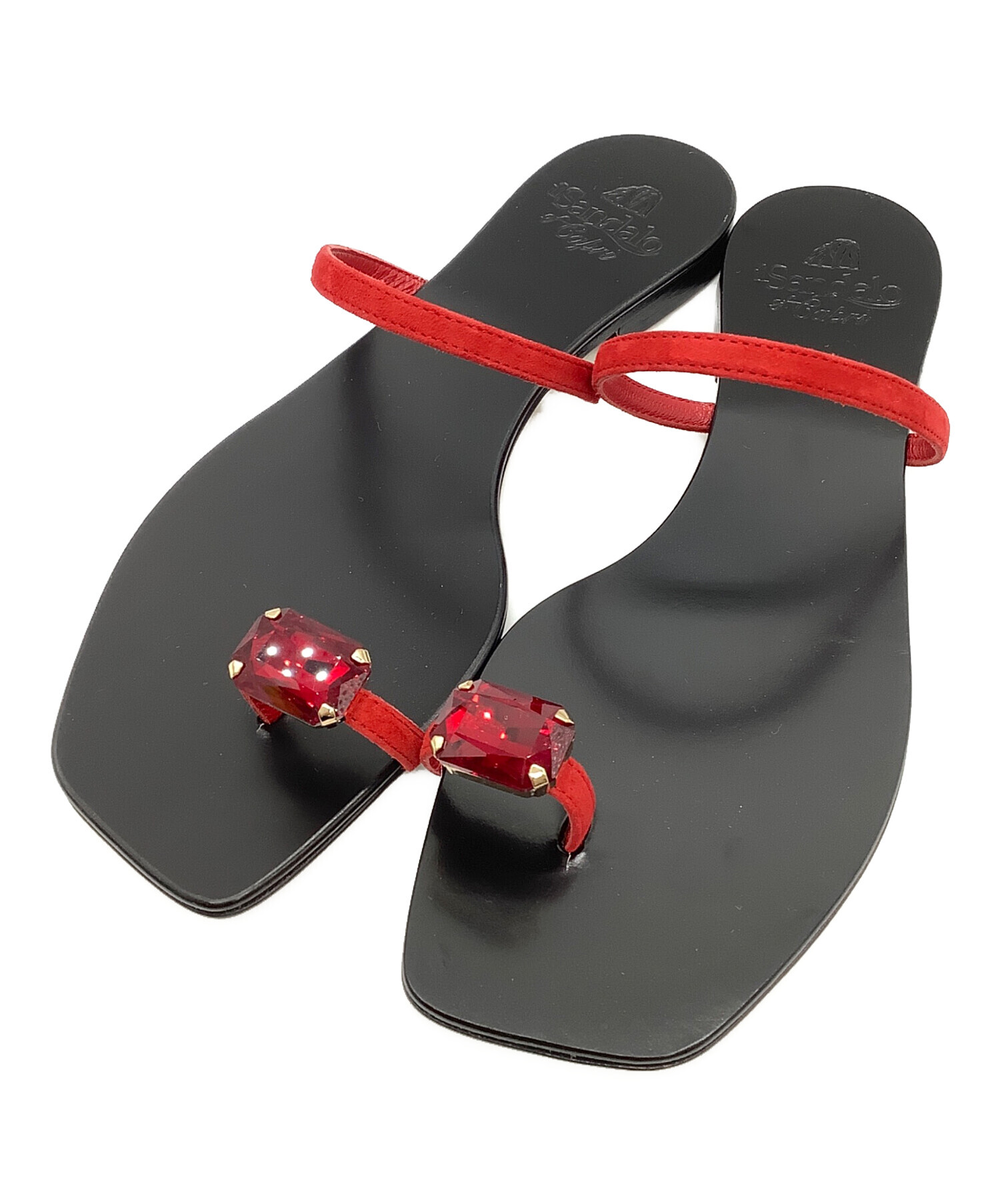 il Sandalo of Capri スウェード ビジュー フラットサンダル il Sandalo of Capri スウェード ビジュー フラットサンダル