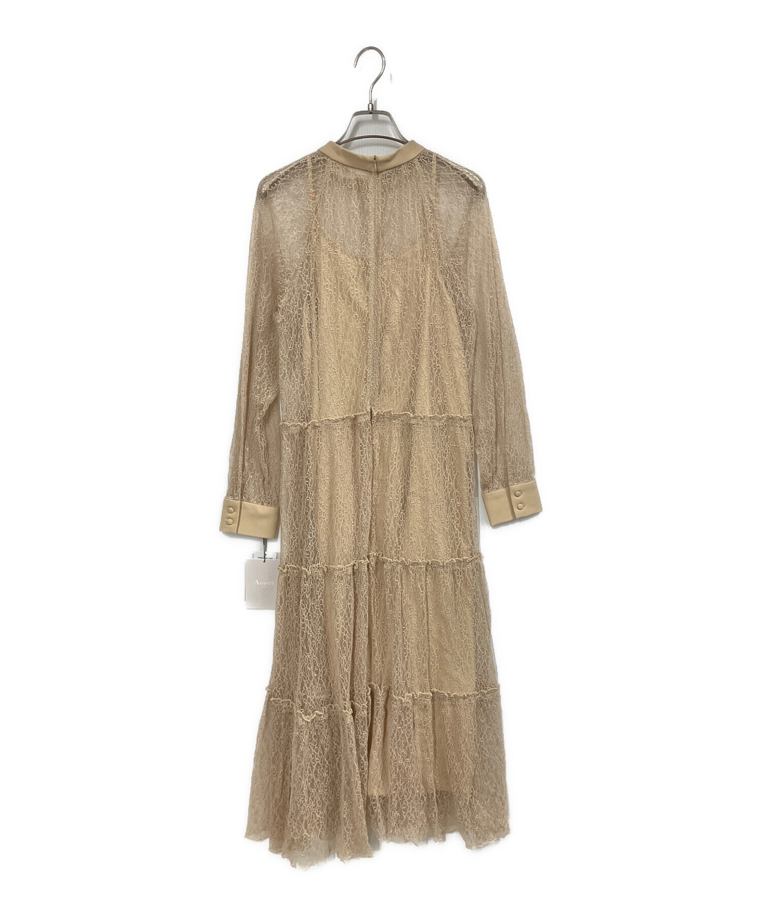 中古・古着通販】Ameri (アメリ) SHIRRING SHEER DRESS ベージュ