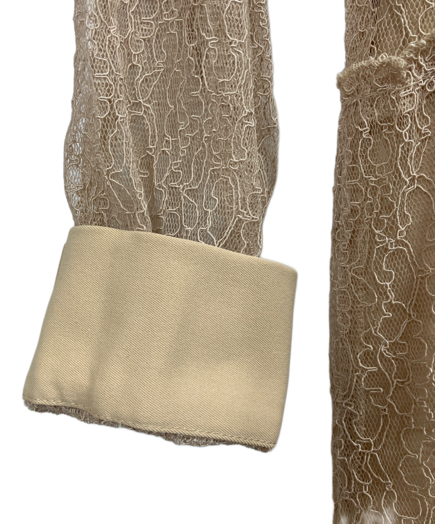 中古・古着通販】Ameri (アメリ) SHIRRING SHEER DRESS ベージュ 
