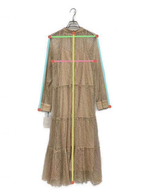 中古・古着通販】Ameri (アメリ) SHIRRING SHEER DRESS ベージュ