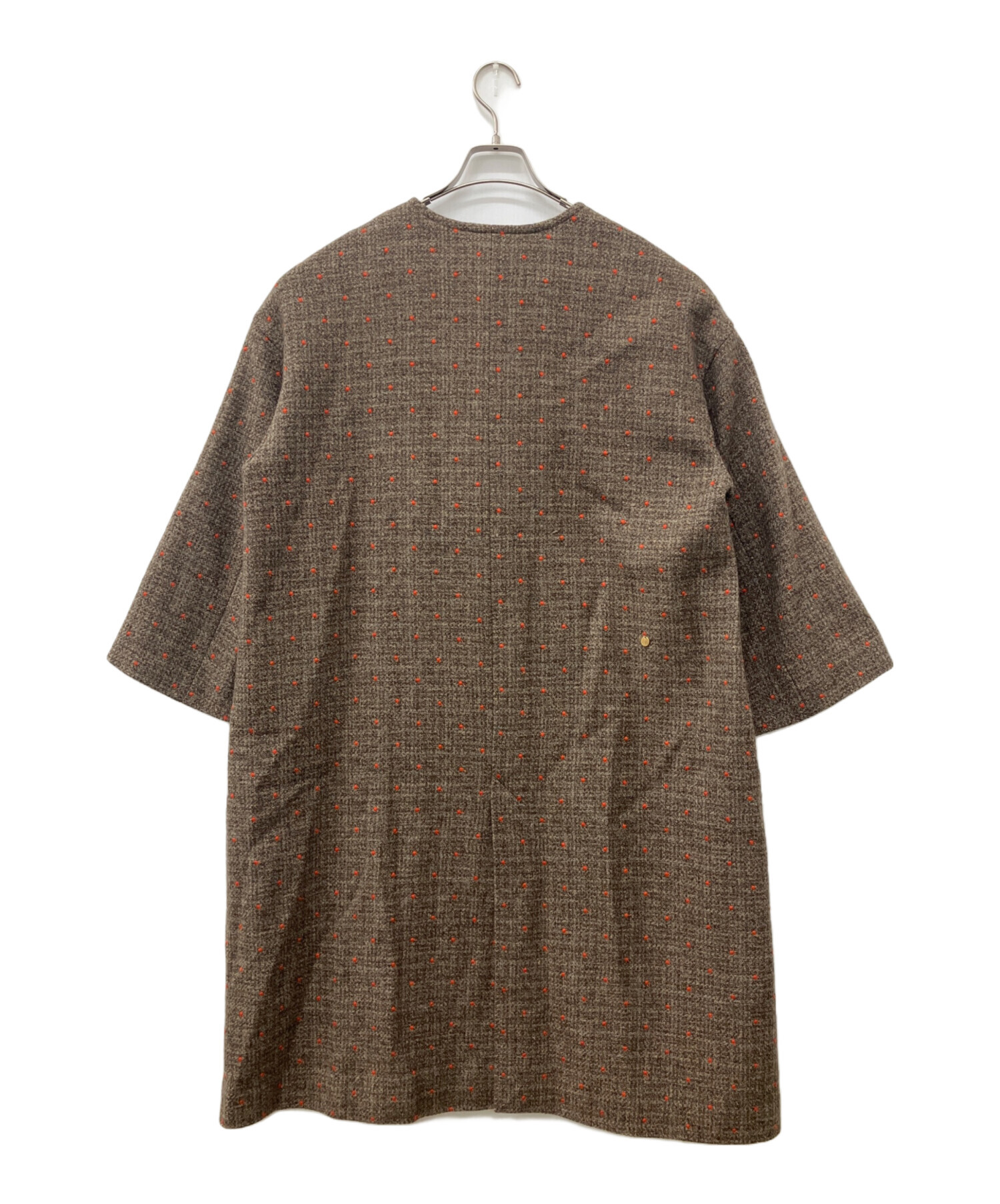 中古・古着通販】MUVEIL (ミュベール) ニットカラー付ドット刺繍コート