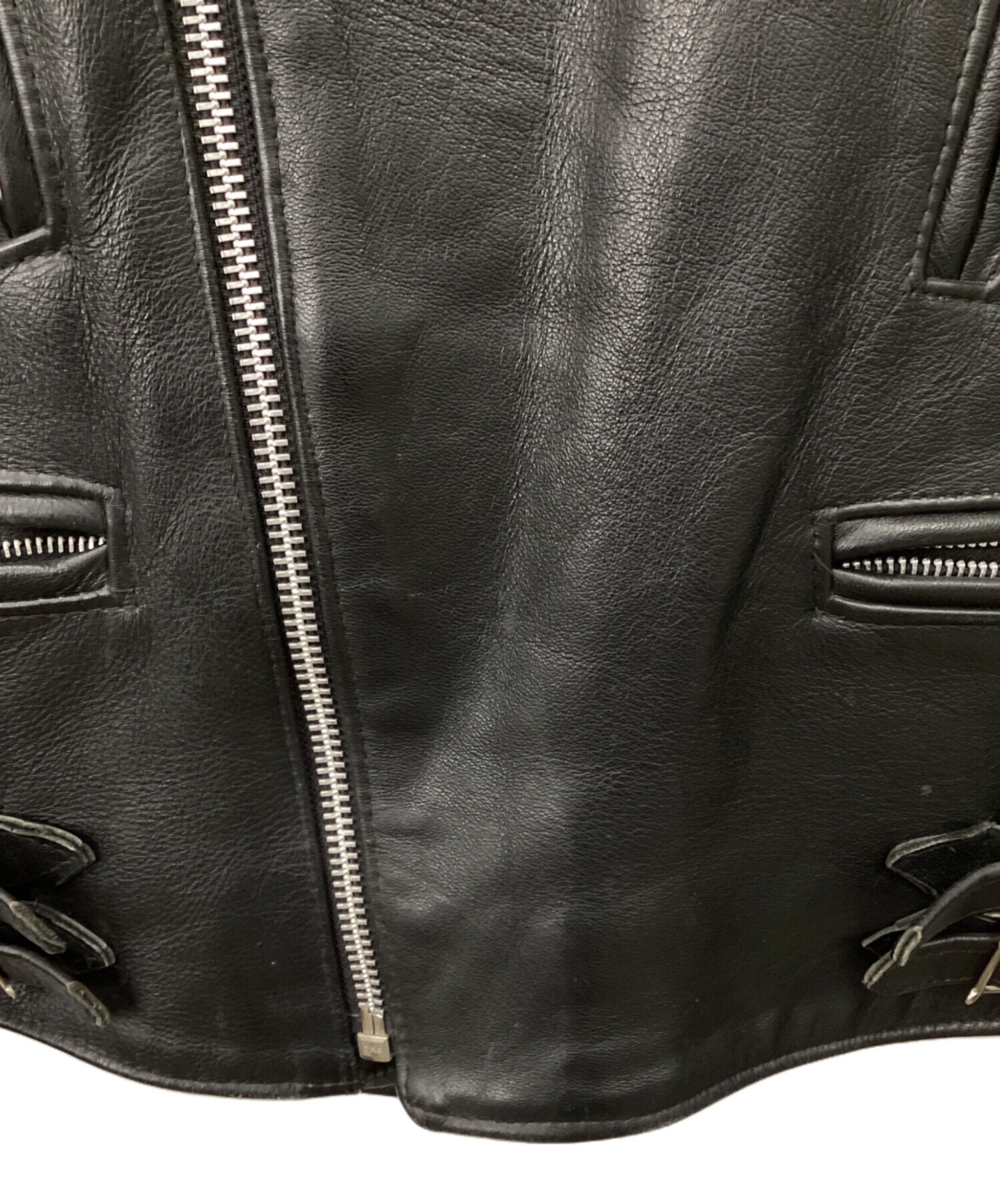 中古・古着通販】666 (666) レザーライダースジャケット ブラック