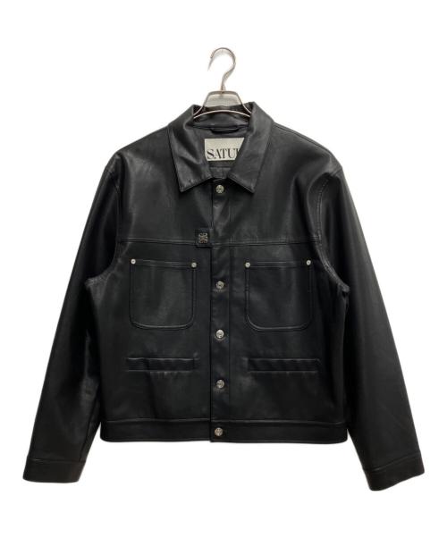 SATUR レザーカラージャケット 中古・古着通販】SATUR (セター) SYMBOL BROOCH FAUX LEATHER JACKET