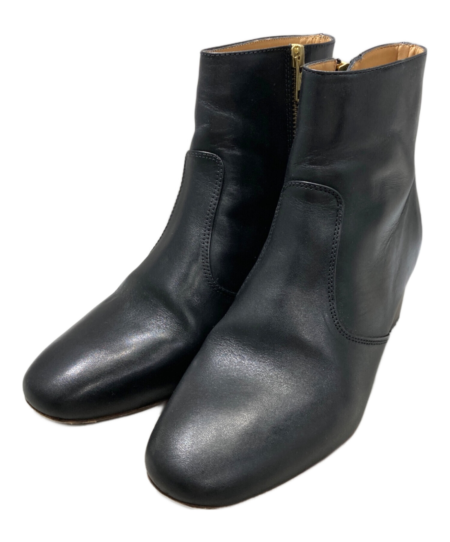 A.P.C. ブラックレザー ブーツ 中古・古着通販】A.P.C. (アーペーセー) ショートブーツ