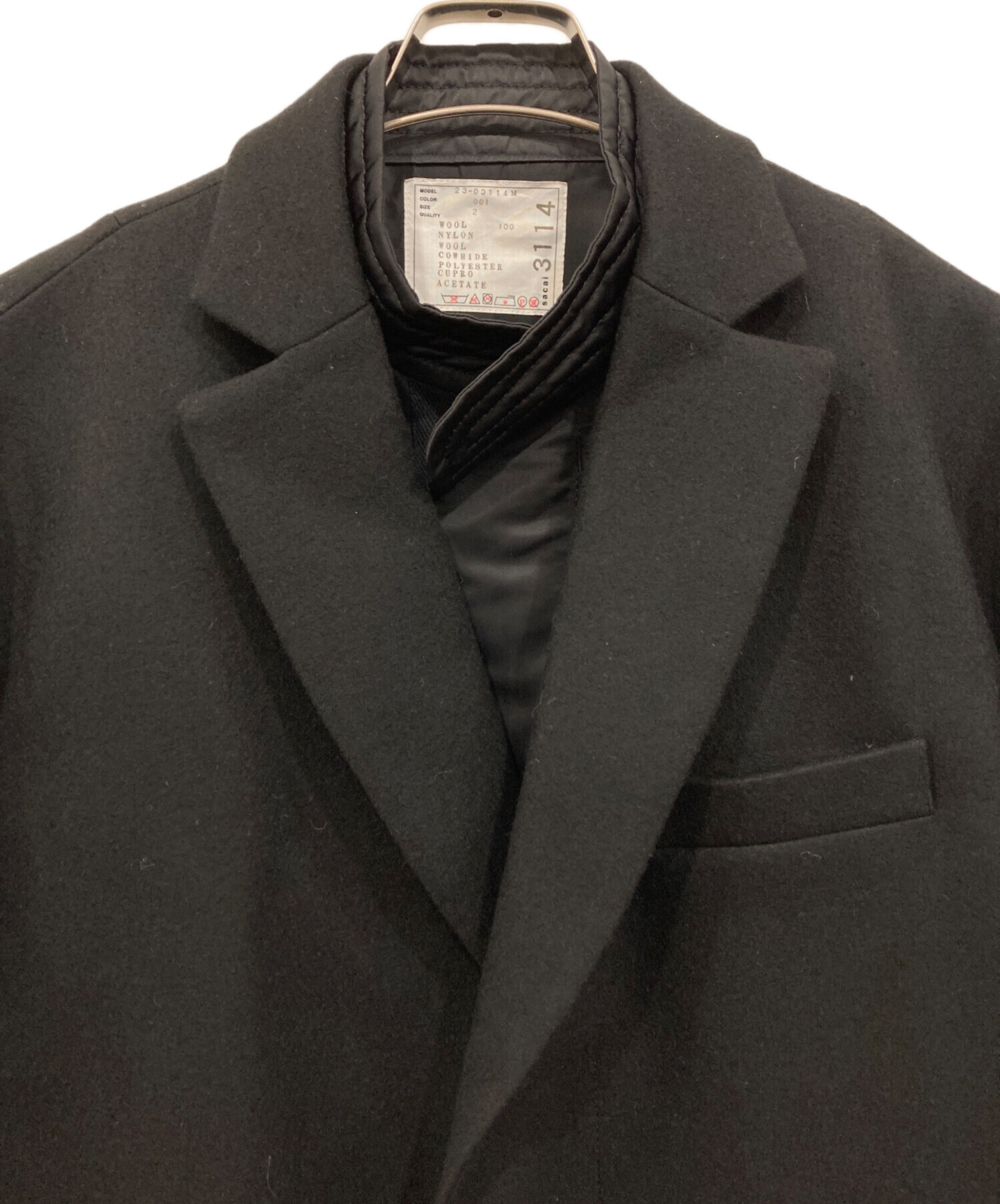 中古・古着通販】sacai (サカイ) Wool Melton Coat ブラック サイズ:2