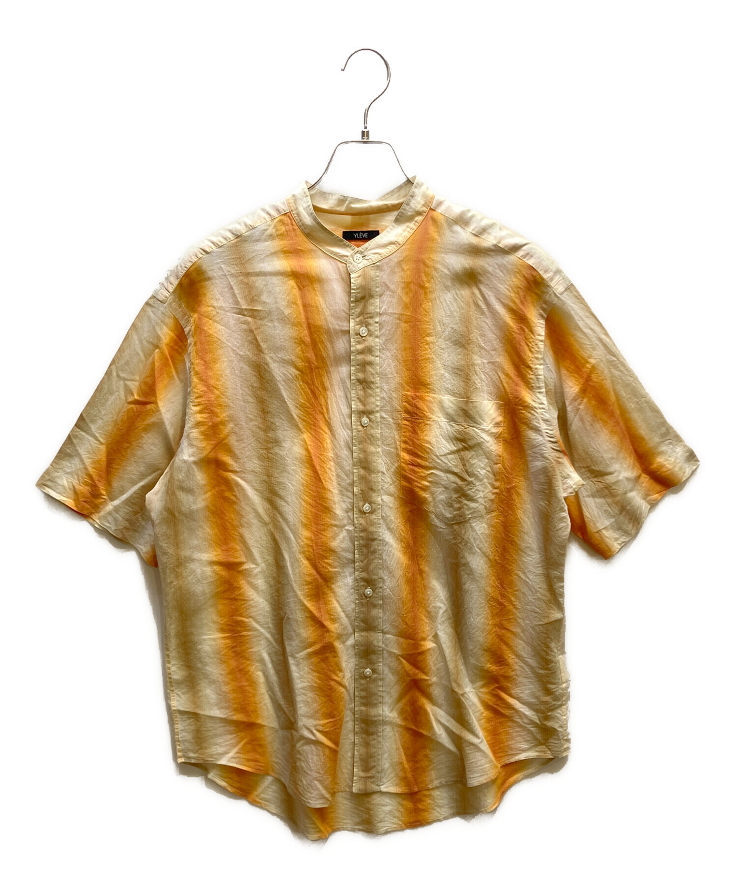 YLEVE イレーヴ カジュアルシャツ XL 黄 【古着】【中古】【送料無料】 中古・古着通販】YLEVE (イレーヴ) オンブレストライプショート
