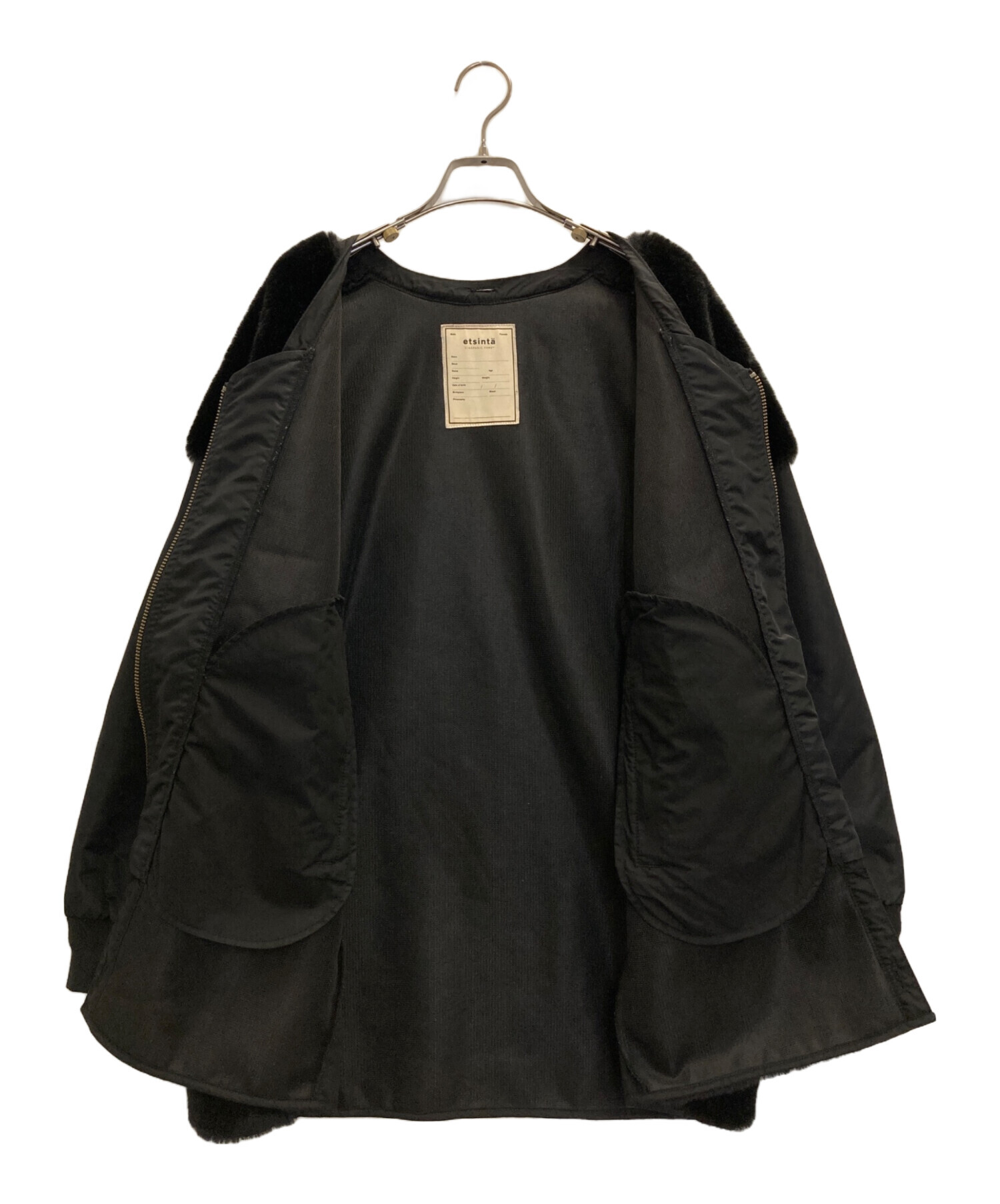 中古・古着通販】etsinta (エシンタ) ファー切替ジャケット ブラック