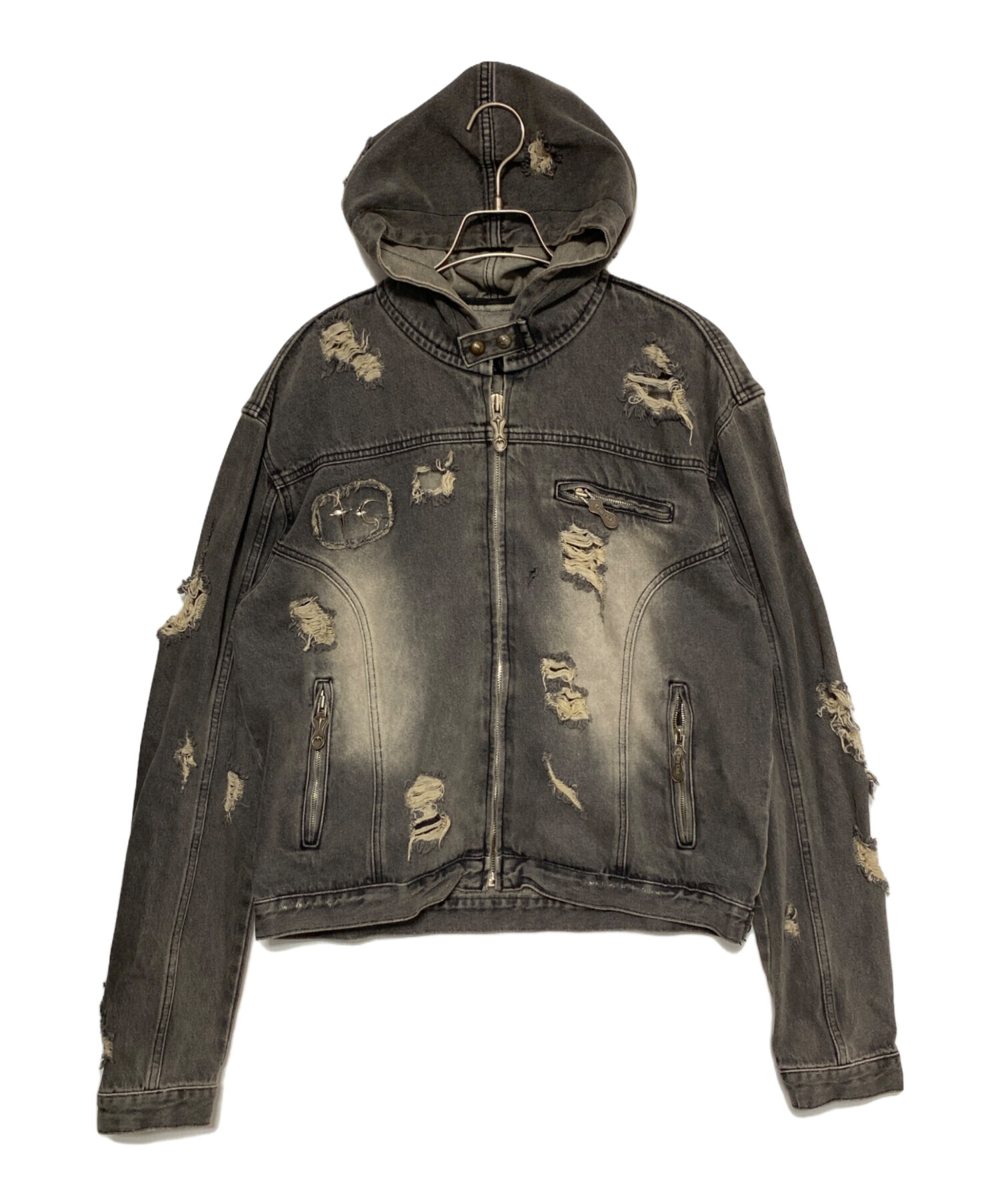 中古・古着通販】THUG CLUB (サグ クラブ) Rover Denim Zip-Up Hoodie 