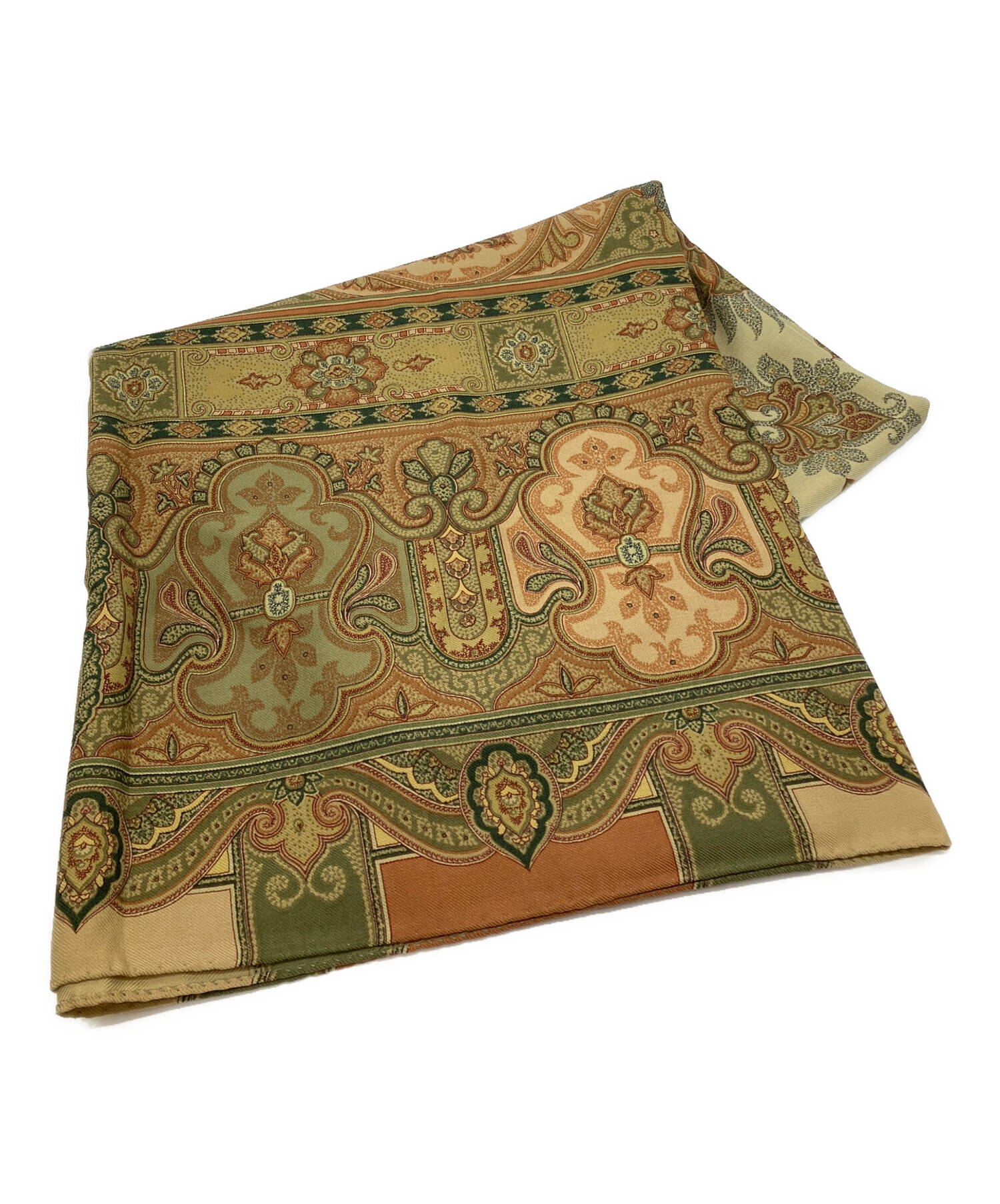 中古・古着通販】ETRO (エトロ) ウールシルク大判スカーフ カーキ