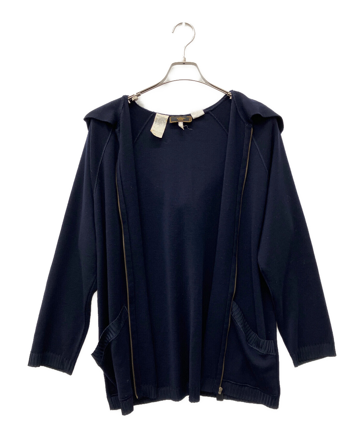 中古・古着通販】FENDI (フェンディ) ニットパーカー ネイビー サイズ