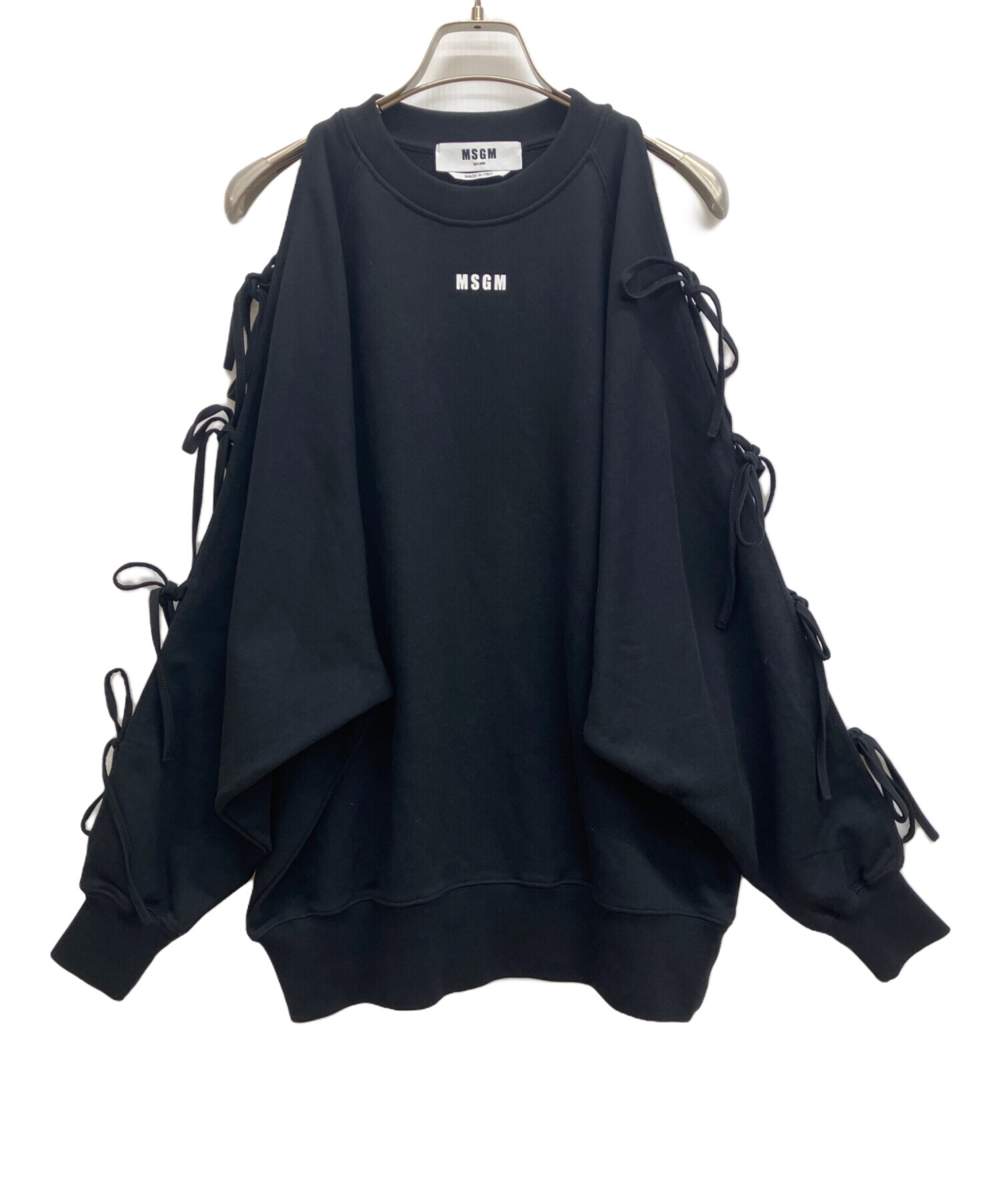 MSGM エムエスジーエム スウェット S 黒 【古着】【中古】【送料無料】 【古着】【中古】 中古・古着通販】MSGM (エムエスジーエム) レースアップ スウェット