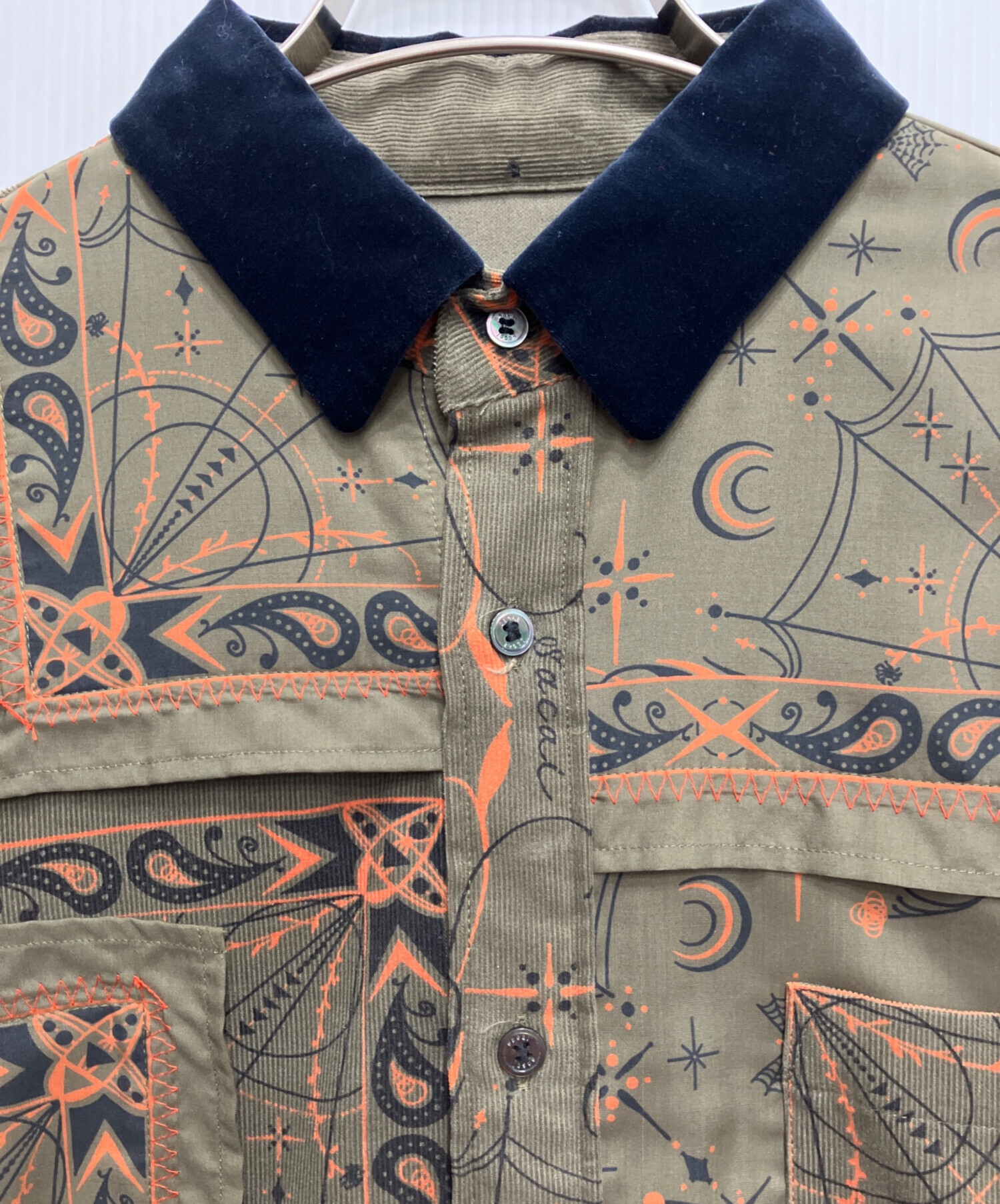【中古】サカイ sacai Dr Woo Bandana Print Shirt バンダナプリントシャツ 半袖 オープンカラー 1 グレー 中古・古着通販】sacai (サカイ) Dr. Woo (ドクターウー) Bandana