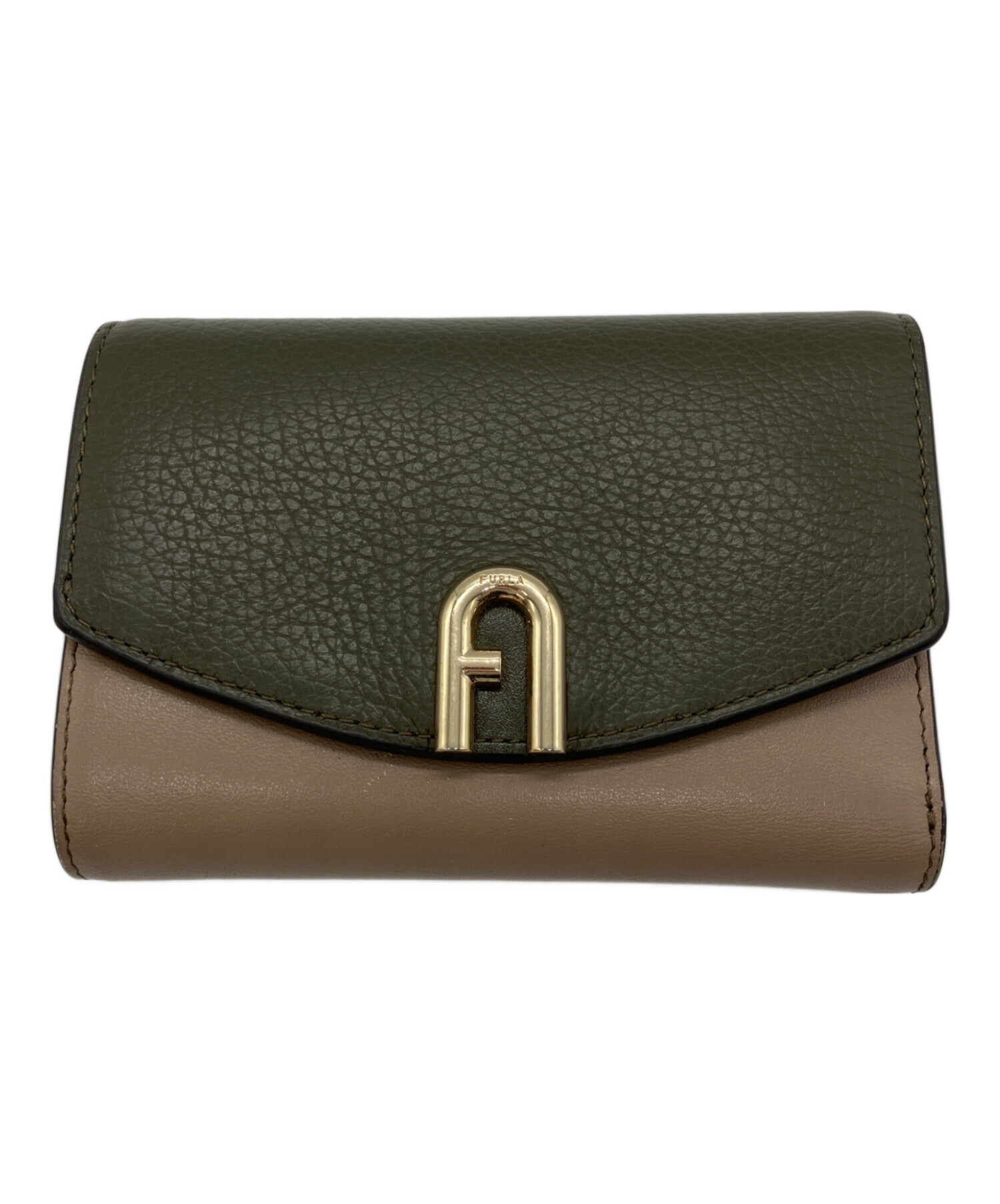 【未使用】フルラ　PRIMULA M コンパクトウォレット　バイカラー　カーキ 中古・古着通販】FURLA (フルラ) プリムラ PRIMULA 三つ折り財布