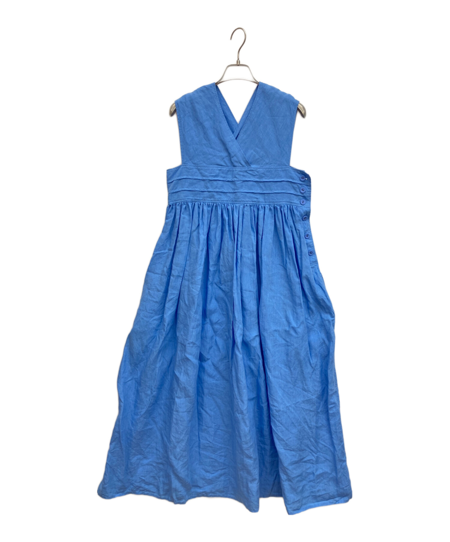 中古・古着通販】HYKE (ハイク) LINEN MAXI DRESS ブルー サイズ:2 