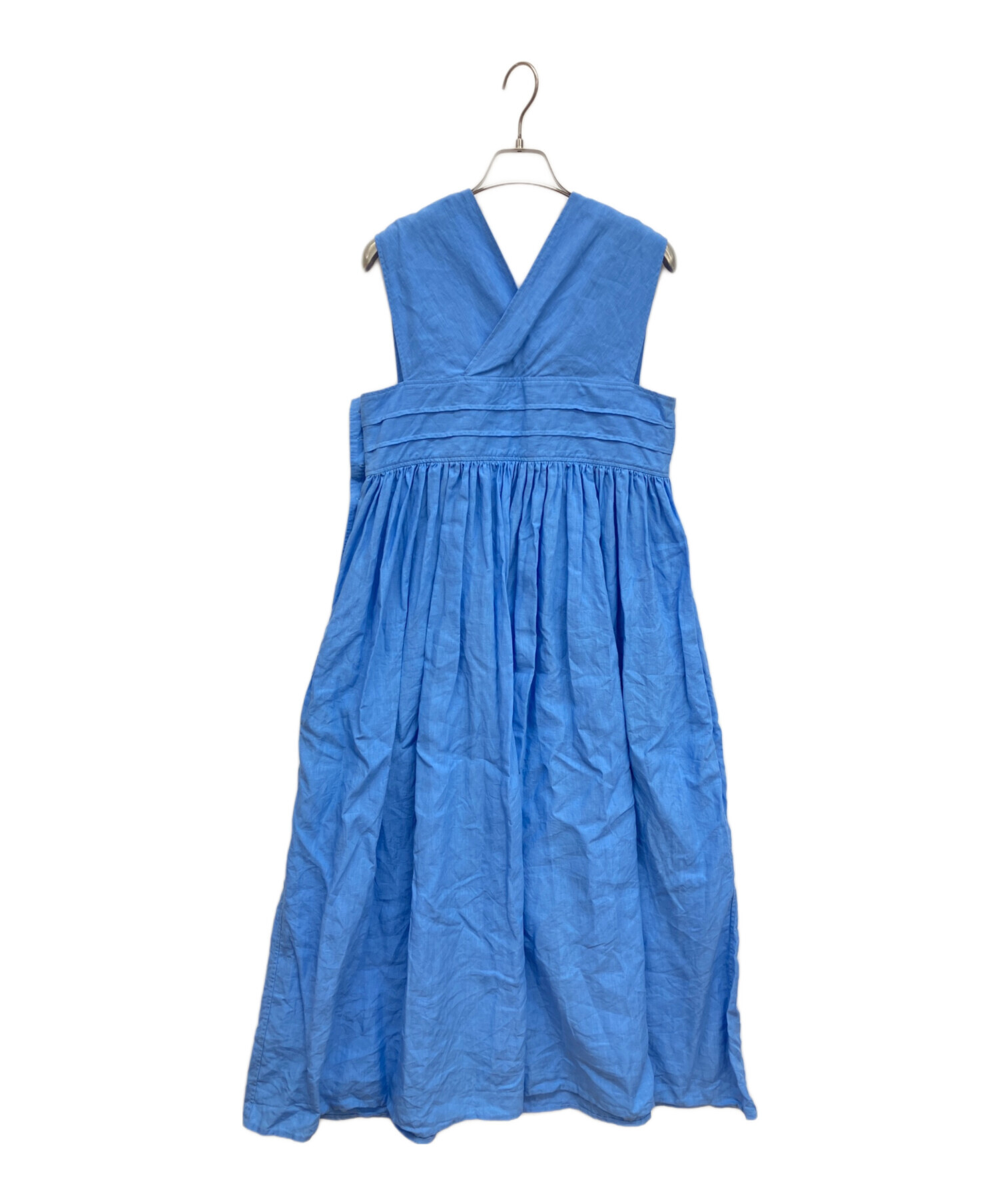 中古・古着通販】HYKE (ハイク) LINEN MAXI DRESS ブルー サイズ:2 