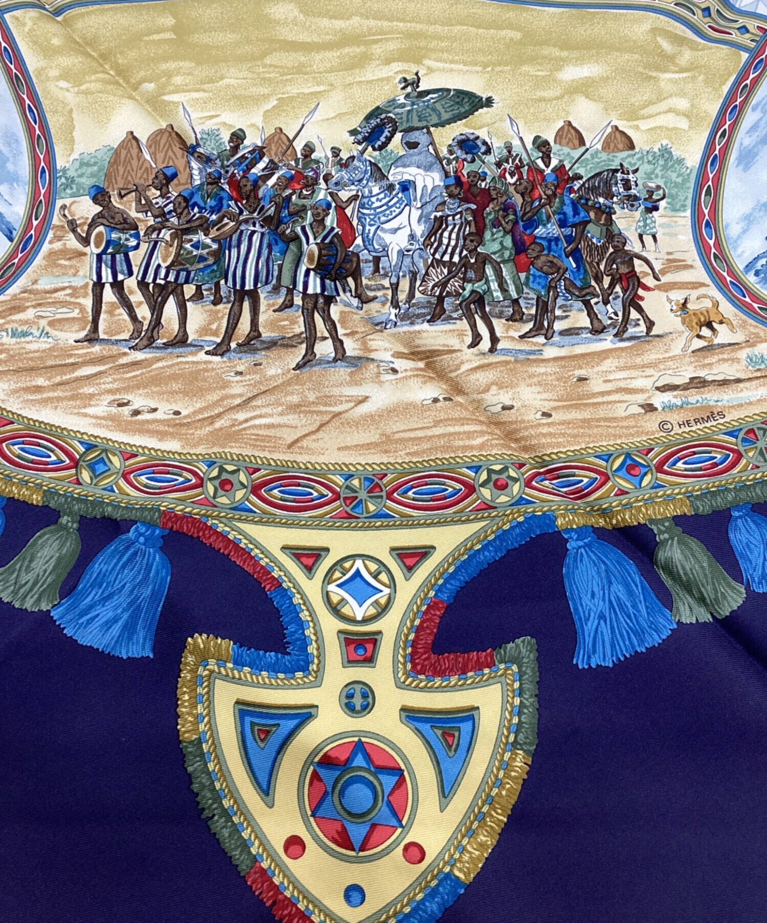 中古・古着通販】HERMES (エルメス) カレ90 ネイビー｜ブランド・古着