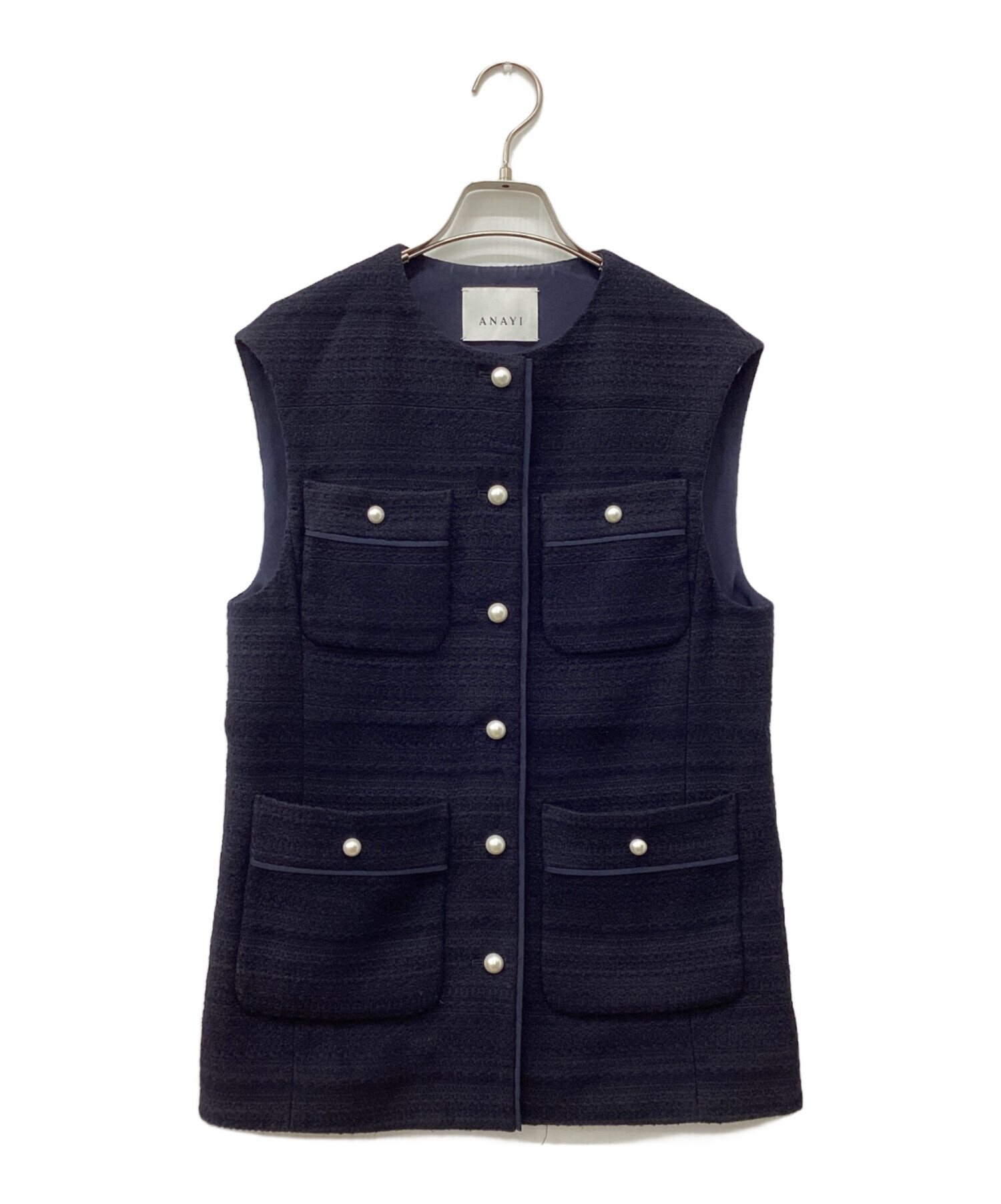 中古・古着通販】ANAYI (アナイ) ツイードジレ ネイビー サイズ:36