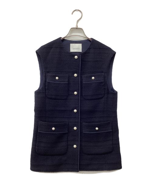 中古・古着通販】ANAYI (アナイ) ツイードジレ ネイビー サイズ:36