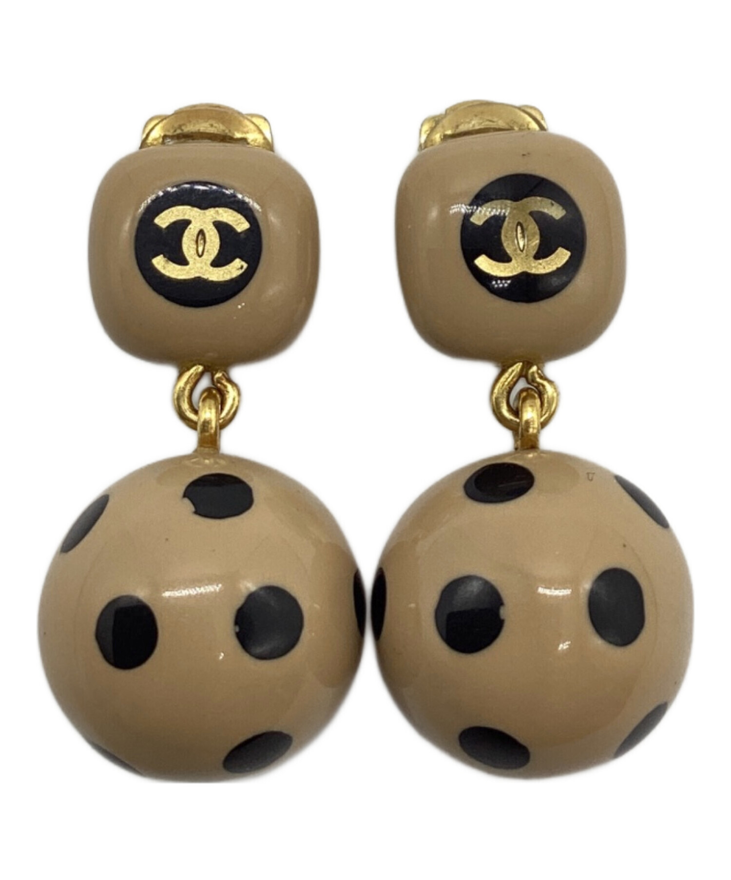 中古・古着通販】CHANEL (シャネル) ドットボール イヤリング ベージュ 