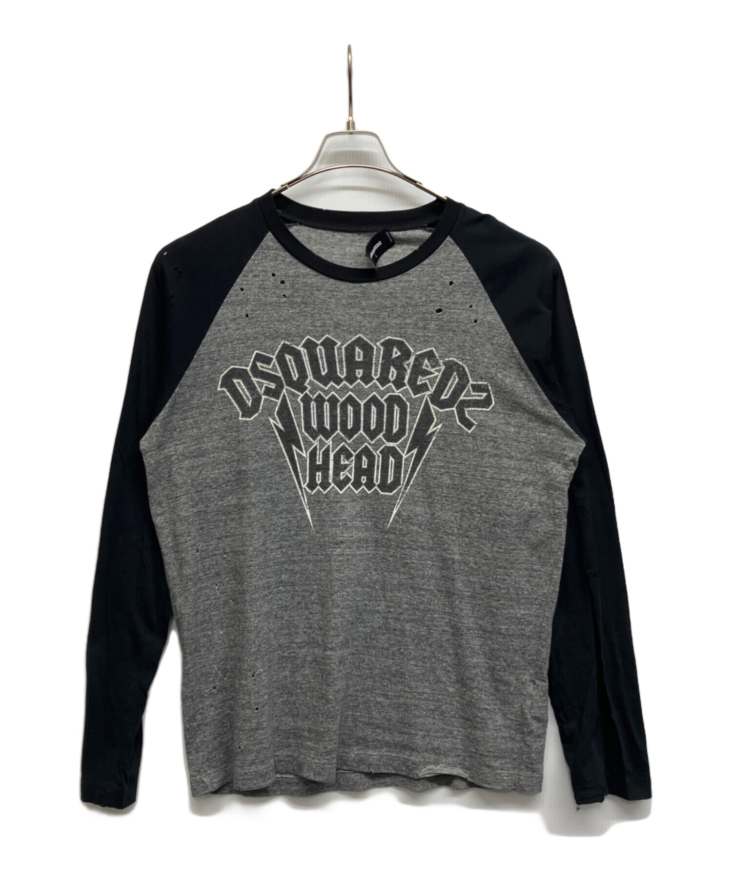 DSQUARED2 ラグランスリーブ長袖カットソー 中古・古着通販】DSQUARED2 (ディースクエアード) ダメージ加工