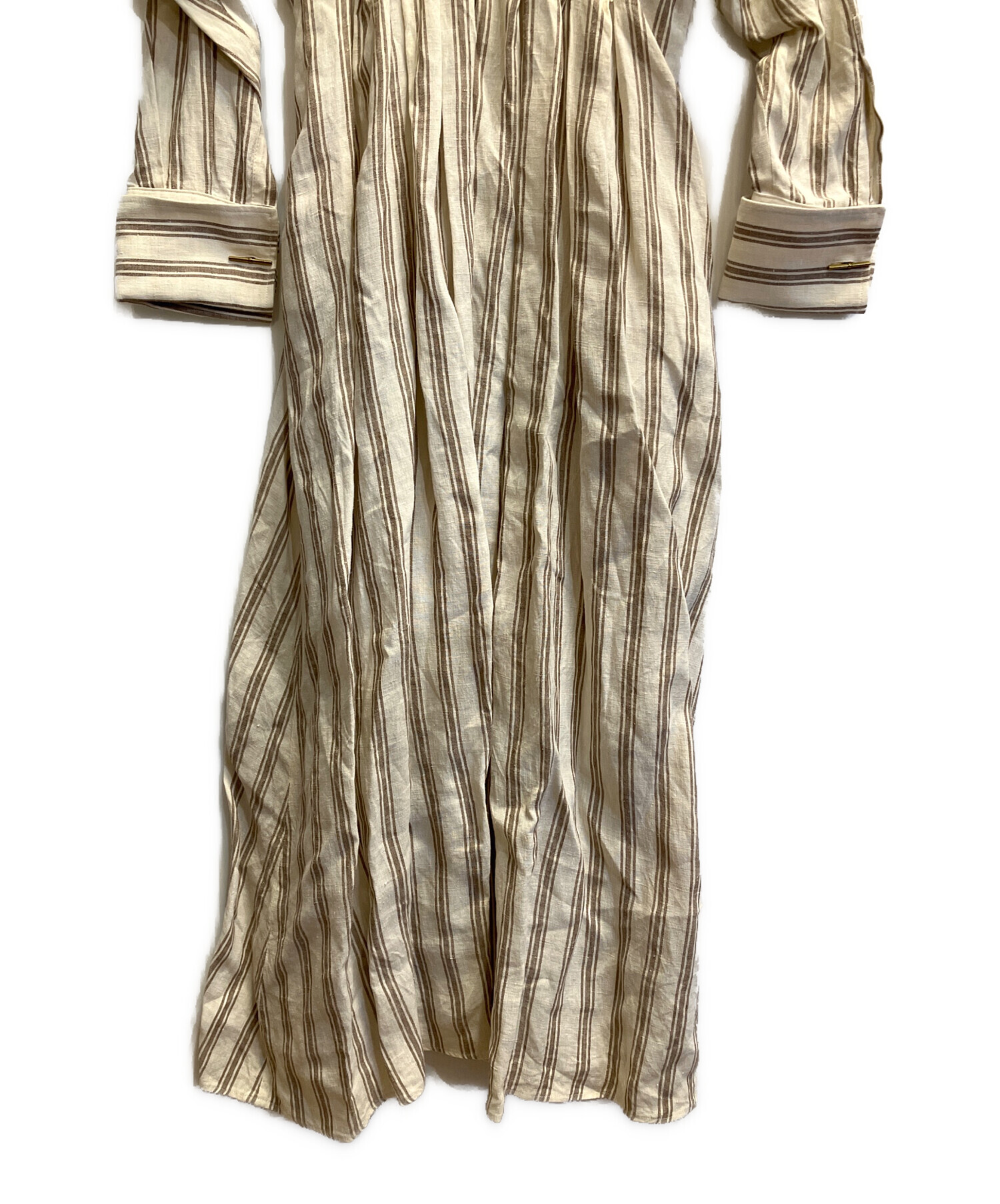 【再値下げ→GW割引】 美品！MaxMara ストライプ柄 長袖ワンピース 中古・古着通販】MaxMara (マックスマーラ) ストライプシャツ