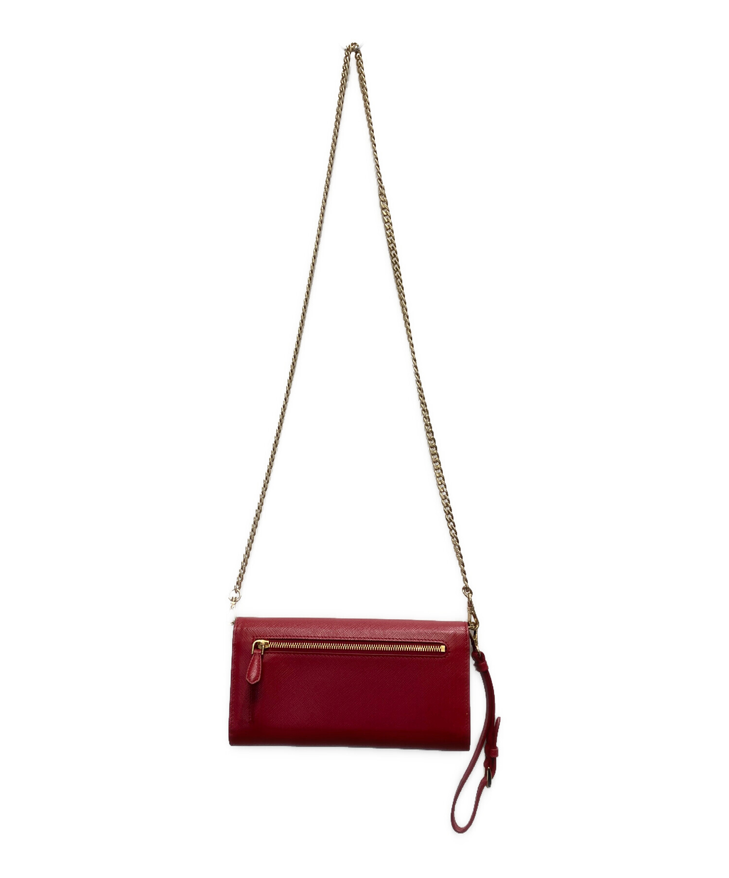 中古・古着通販】PRADA (プラダ) チェーンショルダーウォレット レッド